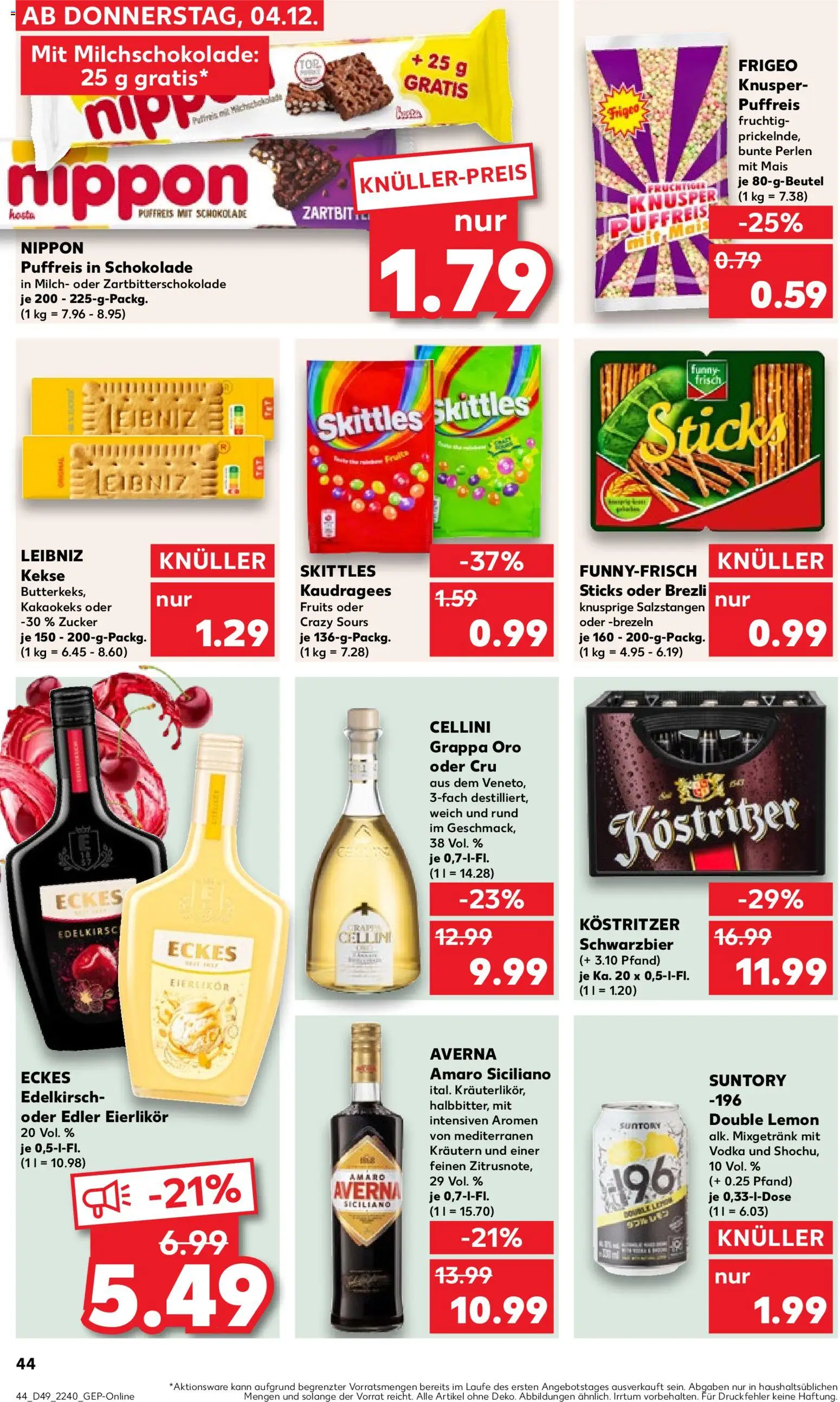 Kaufland prospekt Stuttgart	 – gültig ab 07.12.2025 | Seite: 44 | Produkte: Milch, Kostritzer, Schokolade, Vodka