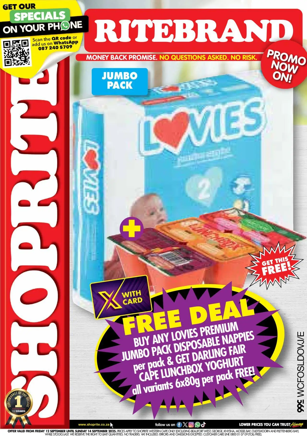 New Shoprite catalogue – valid from 12.09.2025 | Page: 1 | Products: Phone, Yoghurt, Nappies