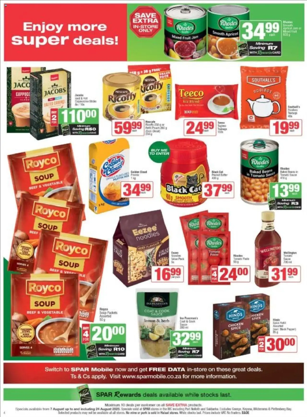 Spar - Western Cape - Weekly Specials │ valid from 07.08.2025 | Page: 4 | Products: Beans, Noodles, Tomato sauce, Sauce