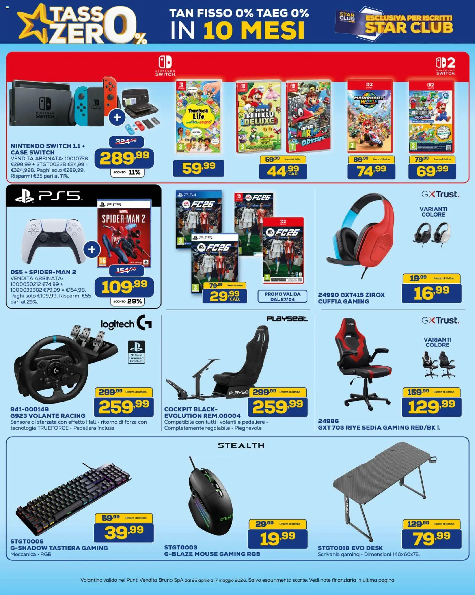 Volantino Euronics del 23.04.2026 | Pagina: 20 | Prodotti: Mouse, Tastiera, Sedia, Scrivania