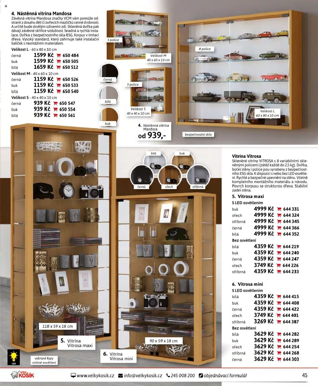 Velký Košík katalog - srpen od 01.08.2025 | Strana: 45 | Produkty: Košík, Vitrína, Police, LED