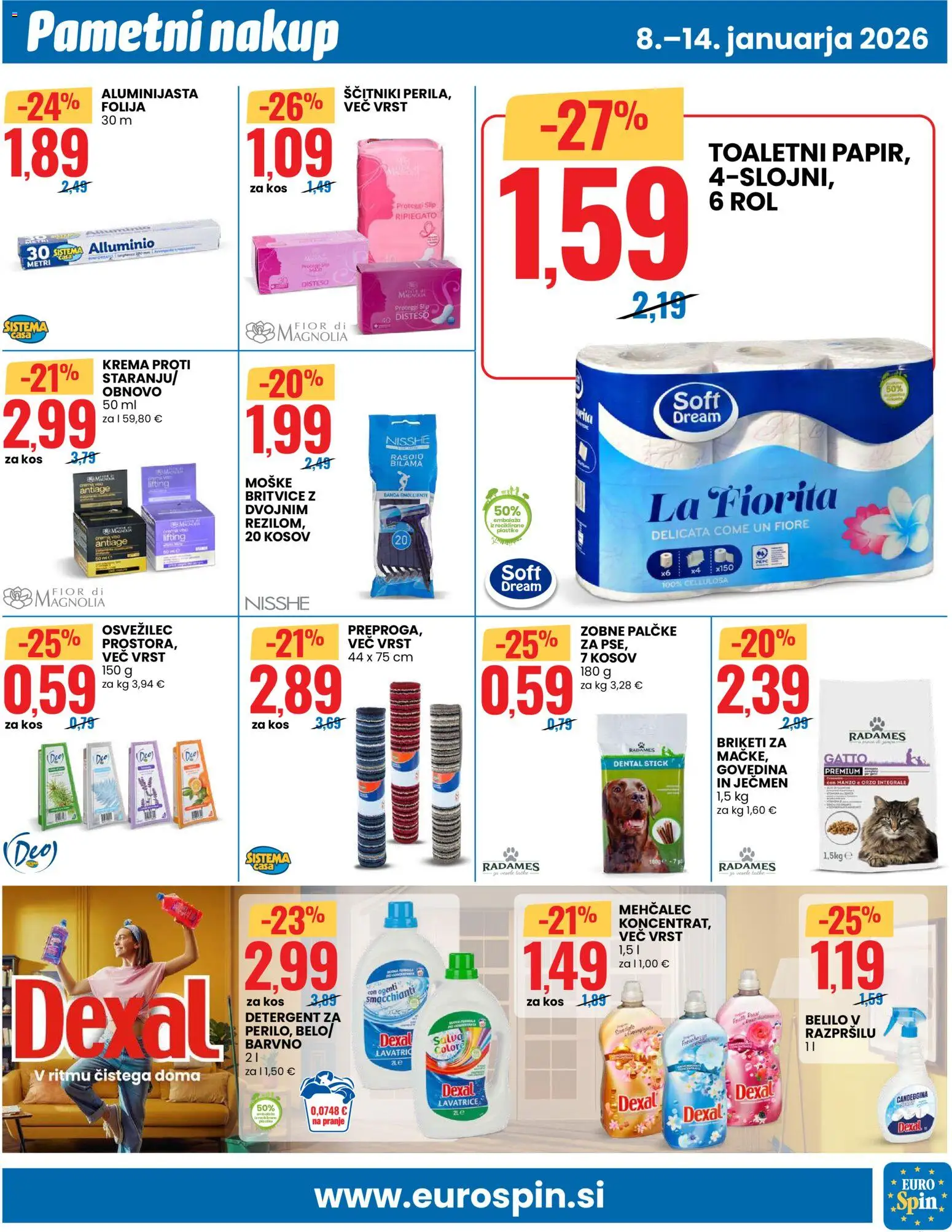 Novi Eurospin katalog ponudbe – veljaven od 08.01.2026 | Stran: 9 | Izdelki: Sup, Krema, Detergent, Folija
