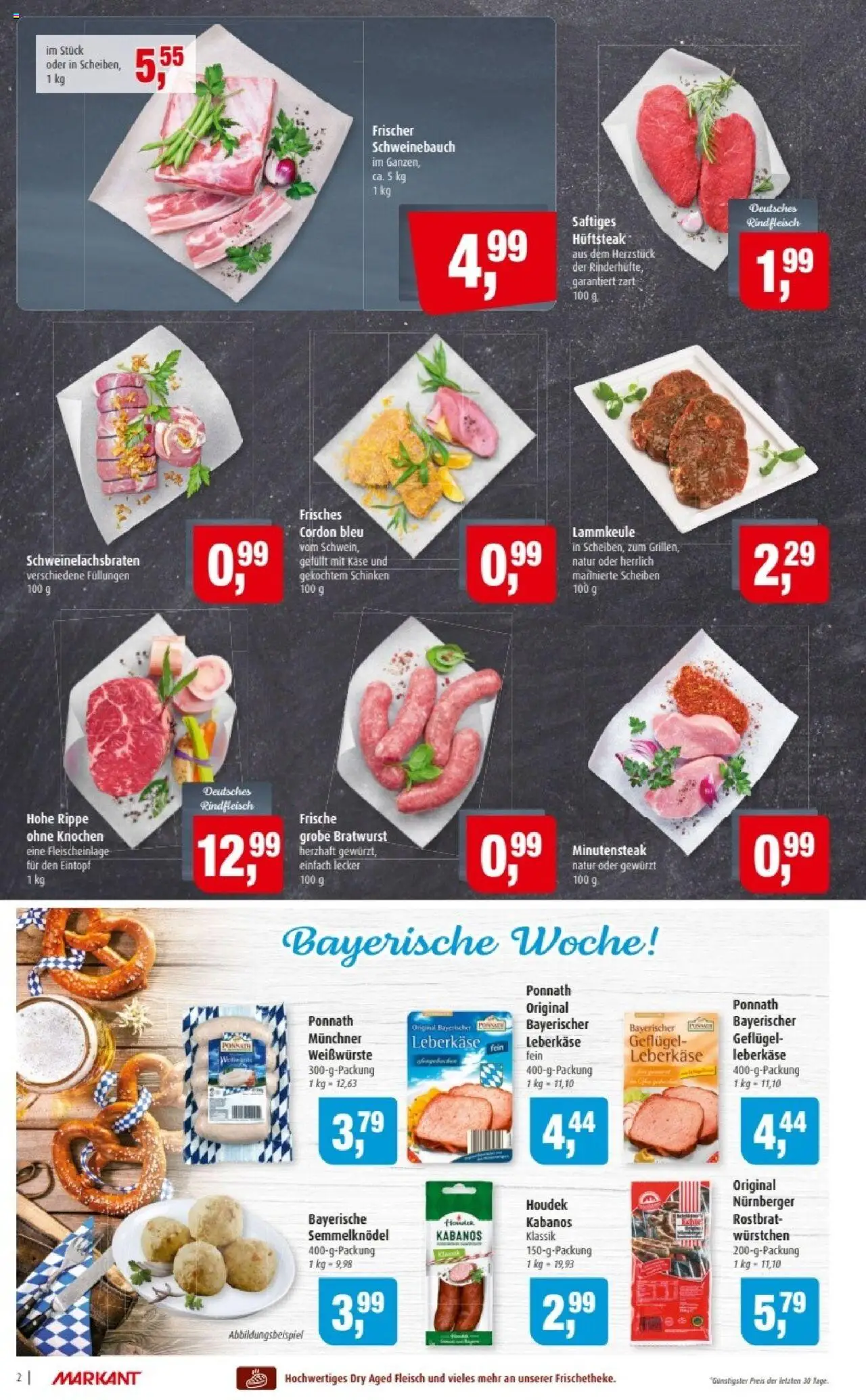 Markant Prospekt 	 – gültig ab 22.09.2025 | Seite: 2 | Produkte: Lammkeule, Käse, Schweinebauch, Rindfleisch