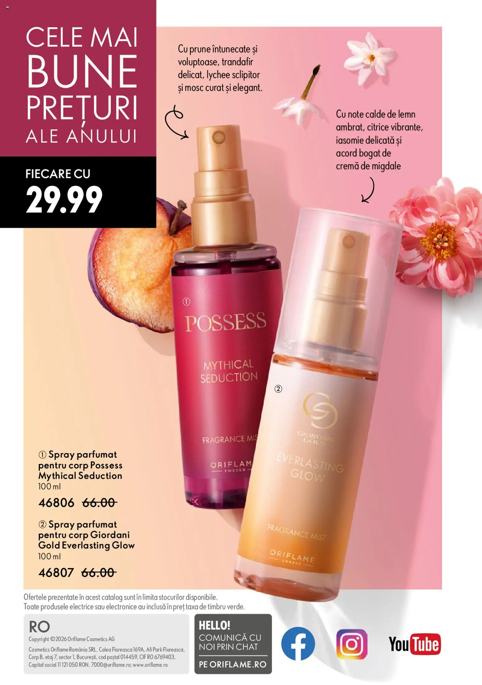 Noul catalog Oriflame – valabil de la 25.03.2026 | Pagină: 148 | Produse: Trandafir, Migdale, Cremă, Prune