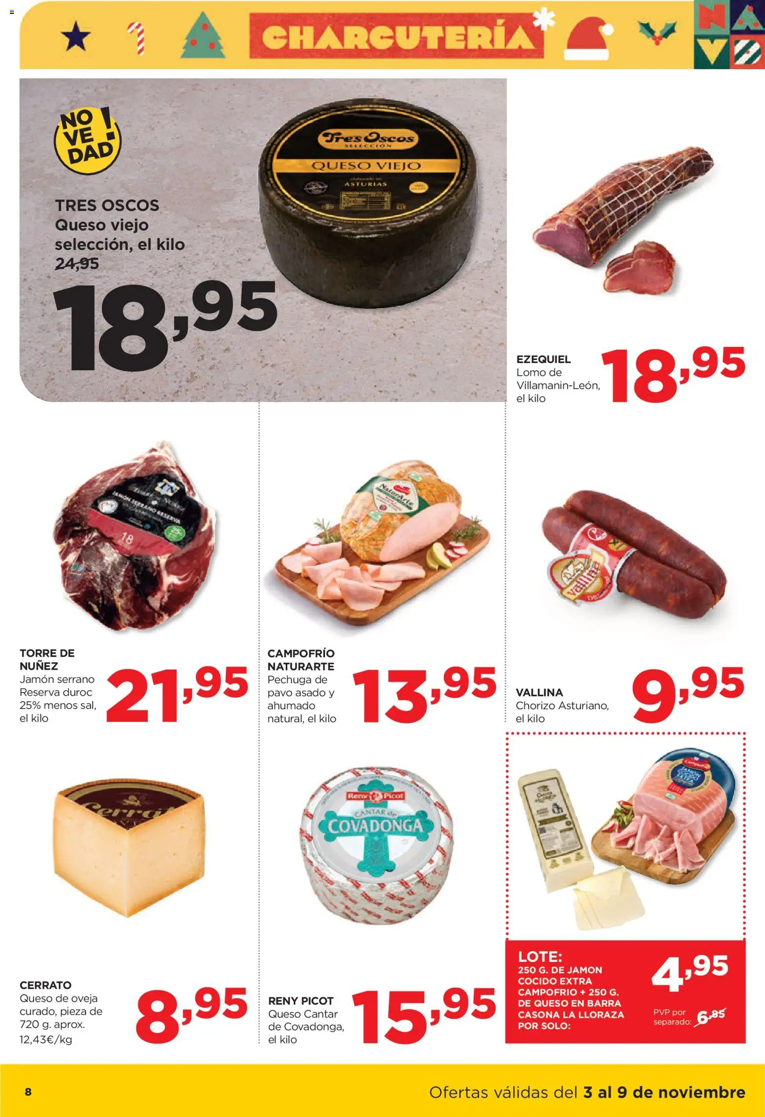 Alimerka folleto Asturias │ válido desde el 03.11.2025 | Página: 8 | Productos: Jamón serrano, Queso de oveja, Queso, Jamón