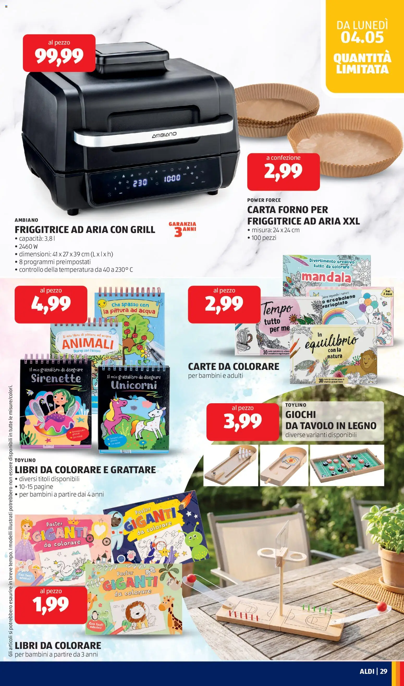 Volantino Aldi del 04.05.2026 | Pagina: 29 | Prodotti: Acqua, Forno, Carta forno, Tavolo