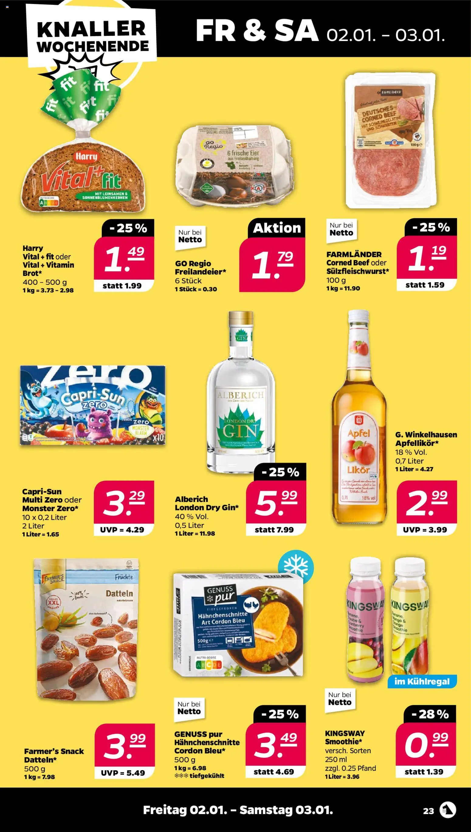 Netto Prospekt 	 – gültig ab 29.12.2025 | Seite: 23 | Produkte: Eier, Likör, Äpfel, Monster