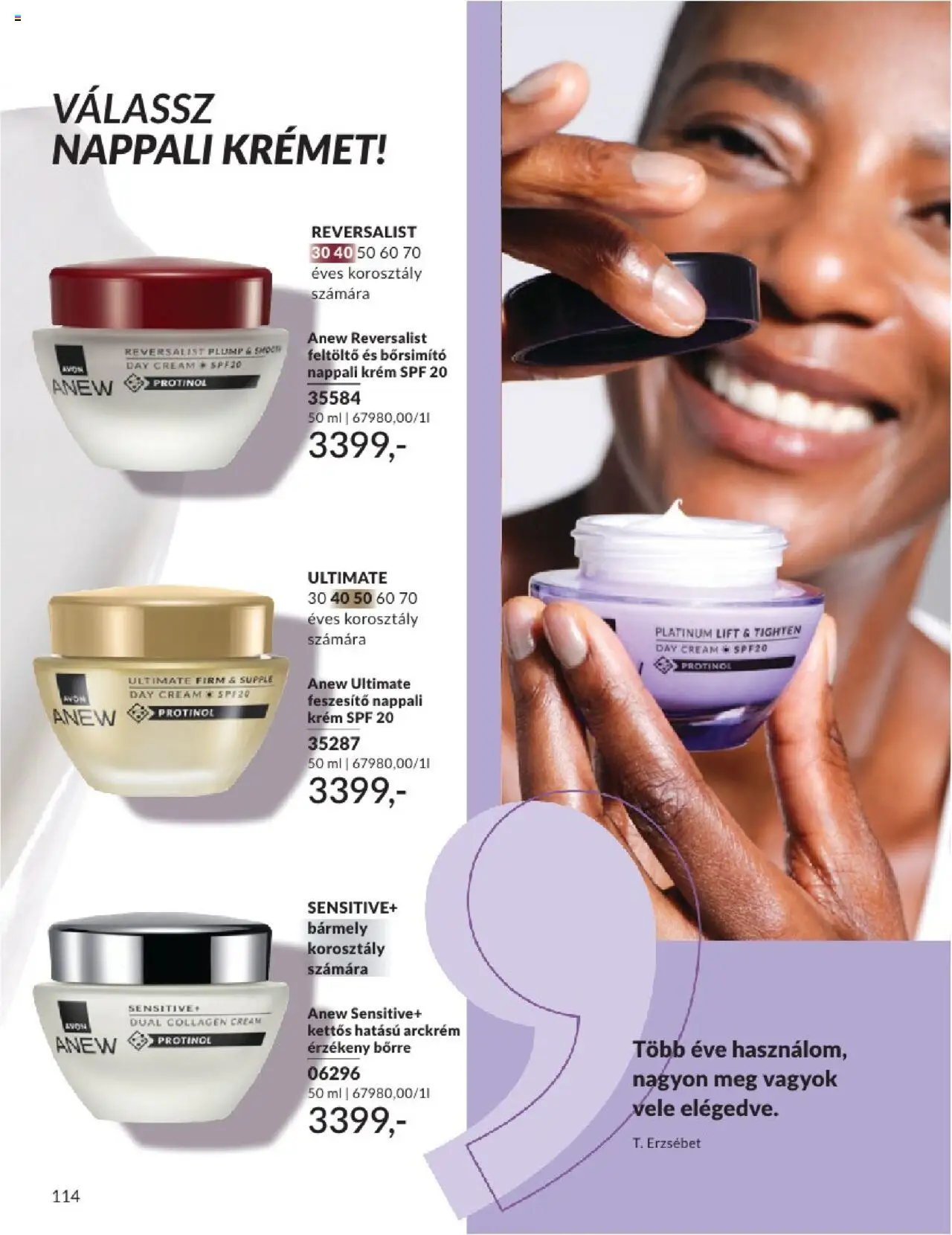 Avon akciós ujság - amely érvényes a következő dátumtól: 01.07.2025 | Oldal: 114 | Termékek: Arckrém