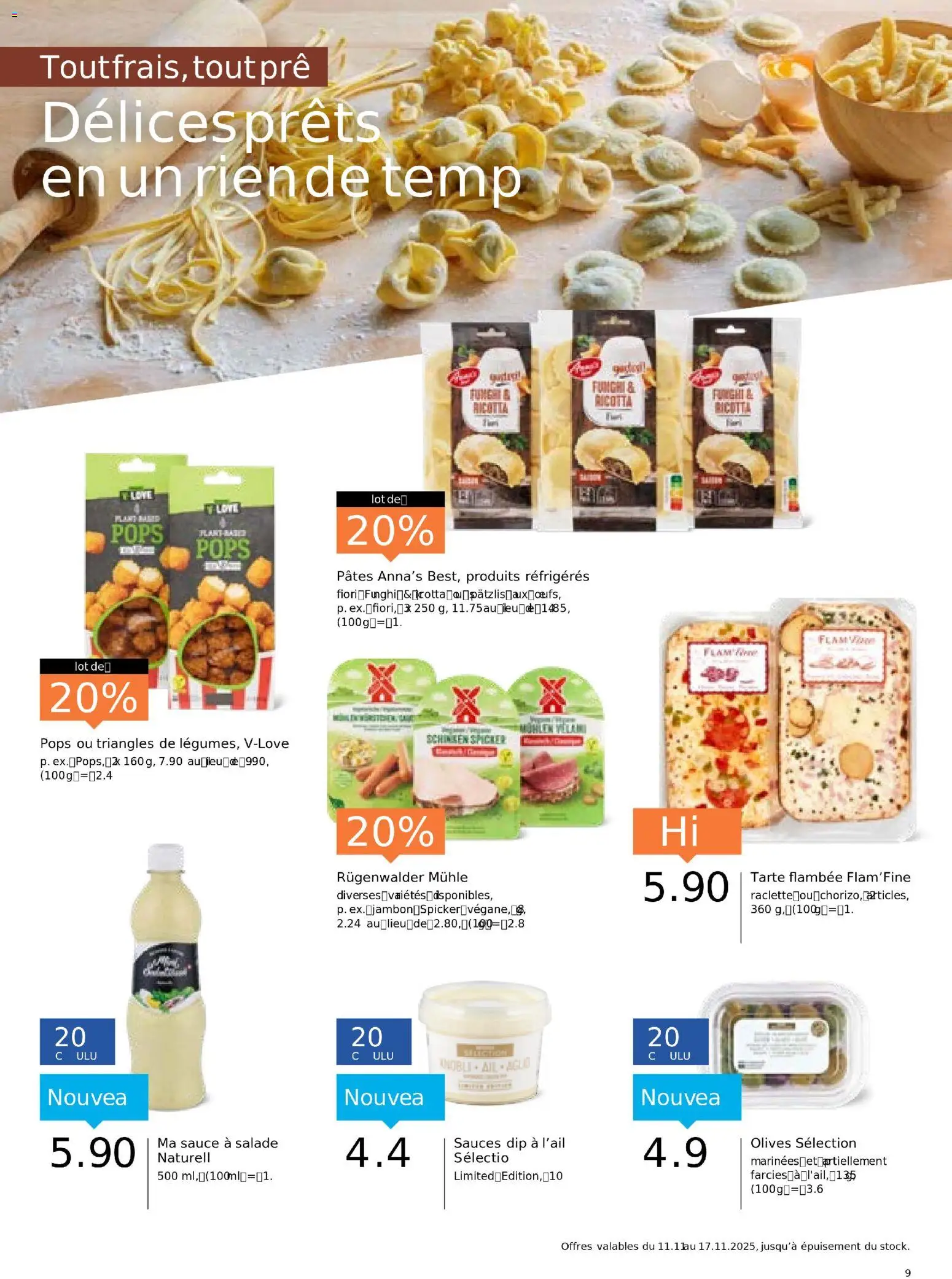 Migros Aktionen FR – gültig ab 11.11.2025 | Seite: 9 | Produkte: Dressing, Pasta, Raclette, Mühle