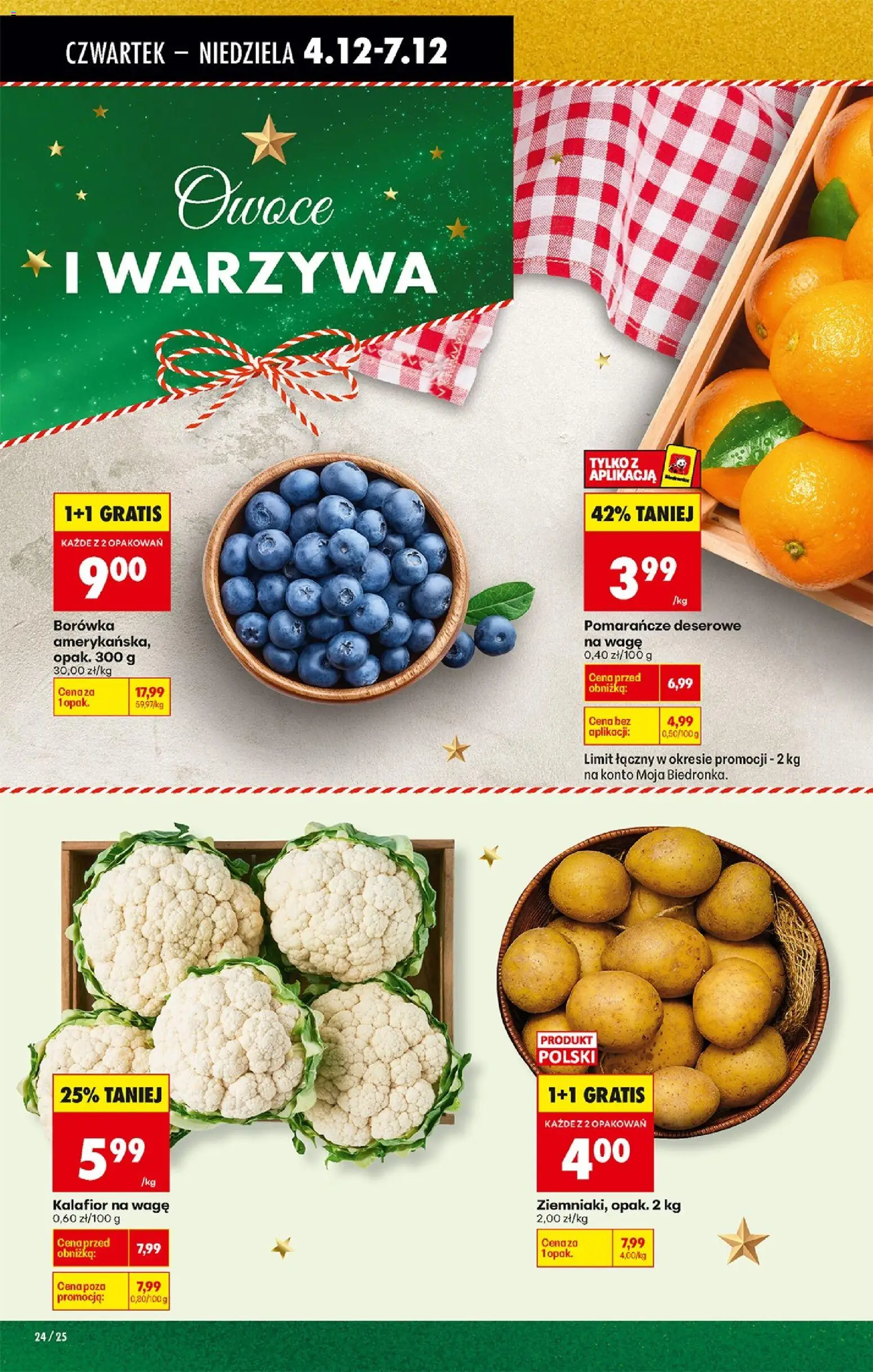 Biedronka gazetka - Oferta w tym tygodniu od 04.12.2025 | Strona: 26 | Produkty: Kalafior, Pomarańcze, Warzywa, Owoce