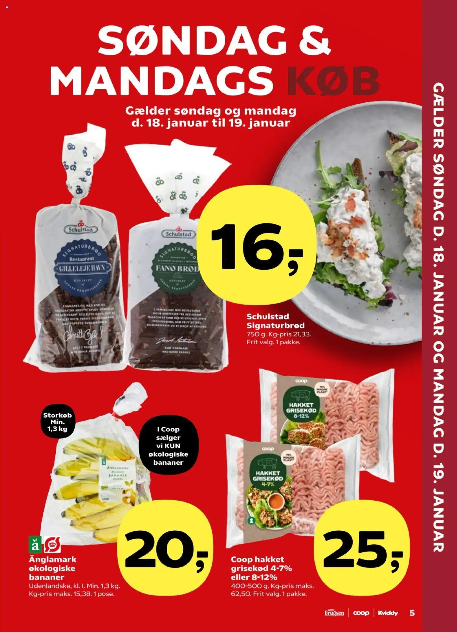 Kvickly tilbudsavis – gyldig fra 16.01.2026 | Side: 5 | Produkter: Brød, Bananer