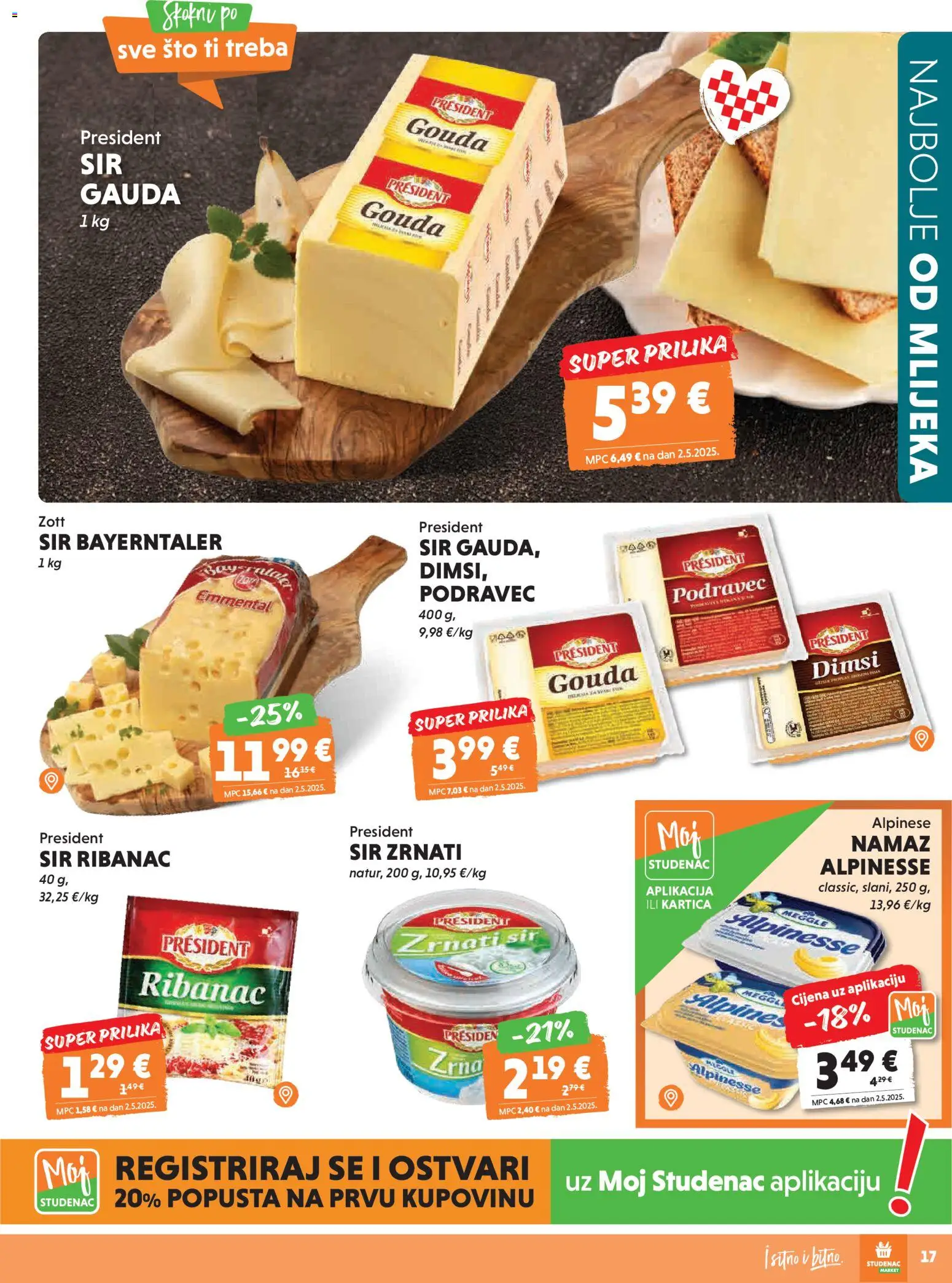 Studenac katalog | vrijedi od 29.04.2026 | Stranica: 17 | Proizvodi: Gauda, Sir, Gouda, Namaz