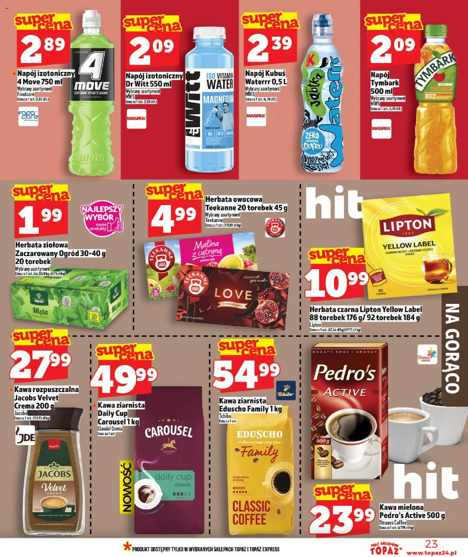 Topaz Gazetka MAZ od 19.02.2026 | Strona: 23 | Produkty: Brzoskwinia, Kawa rozpuszczalna, Tchibo, Mięta
