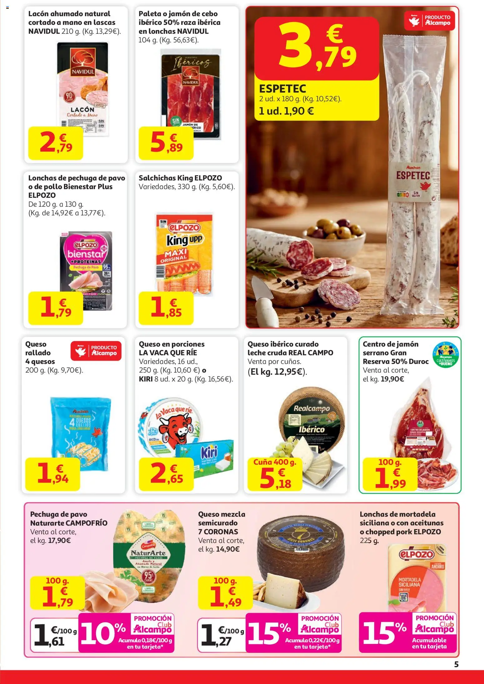 Alcampo - HP Catalan  │ válido desde el 15.01.2026 | Página: 5 | Productos: Leche, Queso, Jamón, Mortadela
