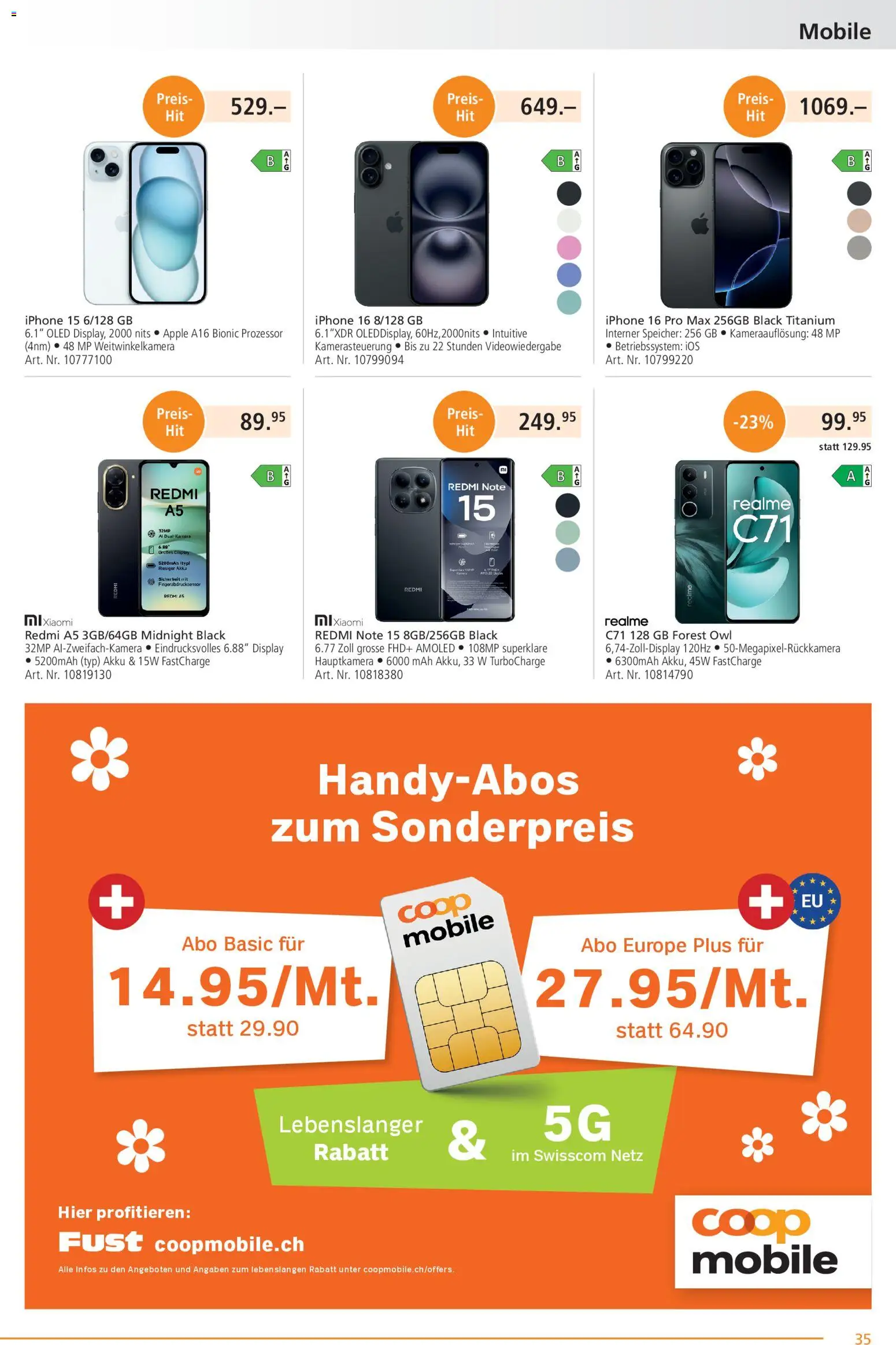 Fust aktionen – gültig ab 23.03.2026 | Seite: 35 | Produkte: Iphone, Xiaomi