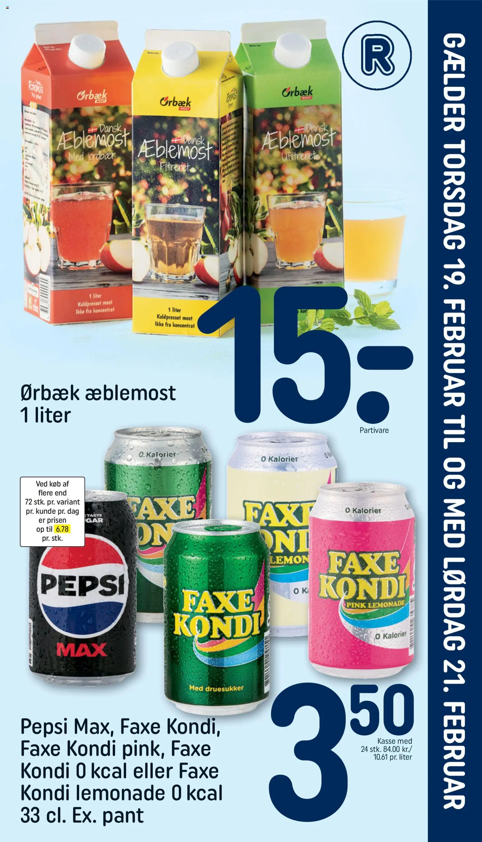Rema 1000 tilbudsavis – gyldig fra 14.02.2026 | Side: 23 | Produkter: Juice, Jordbær, Faxe Kondi, Pepsi