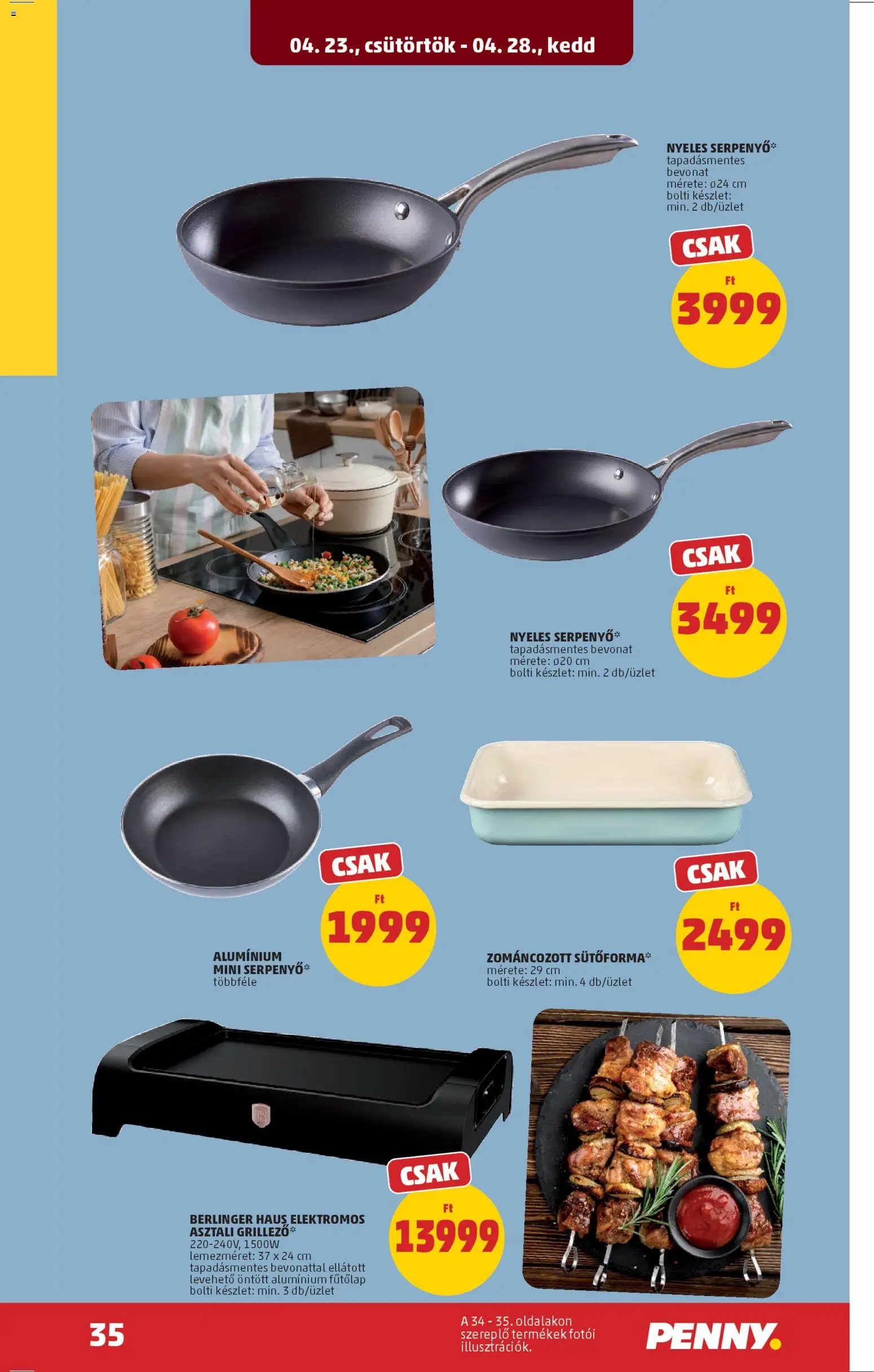 PENNY akciós ujság - amely érvényes a következő dátumtól: 23.04.2026 | Oldal: 38 | Termékek: Sütőforma, Grill, Serpenyő