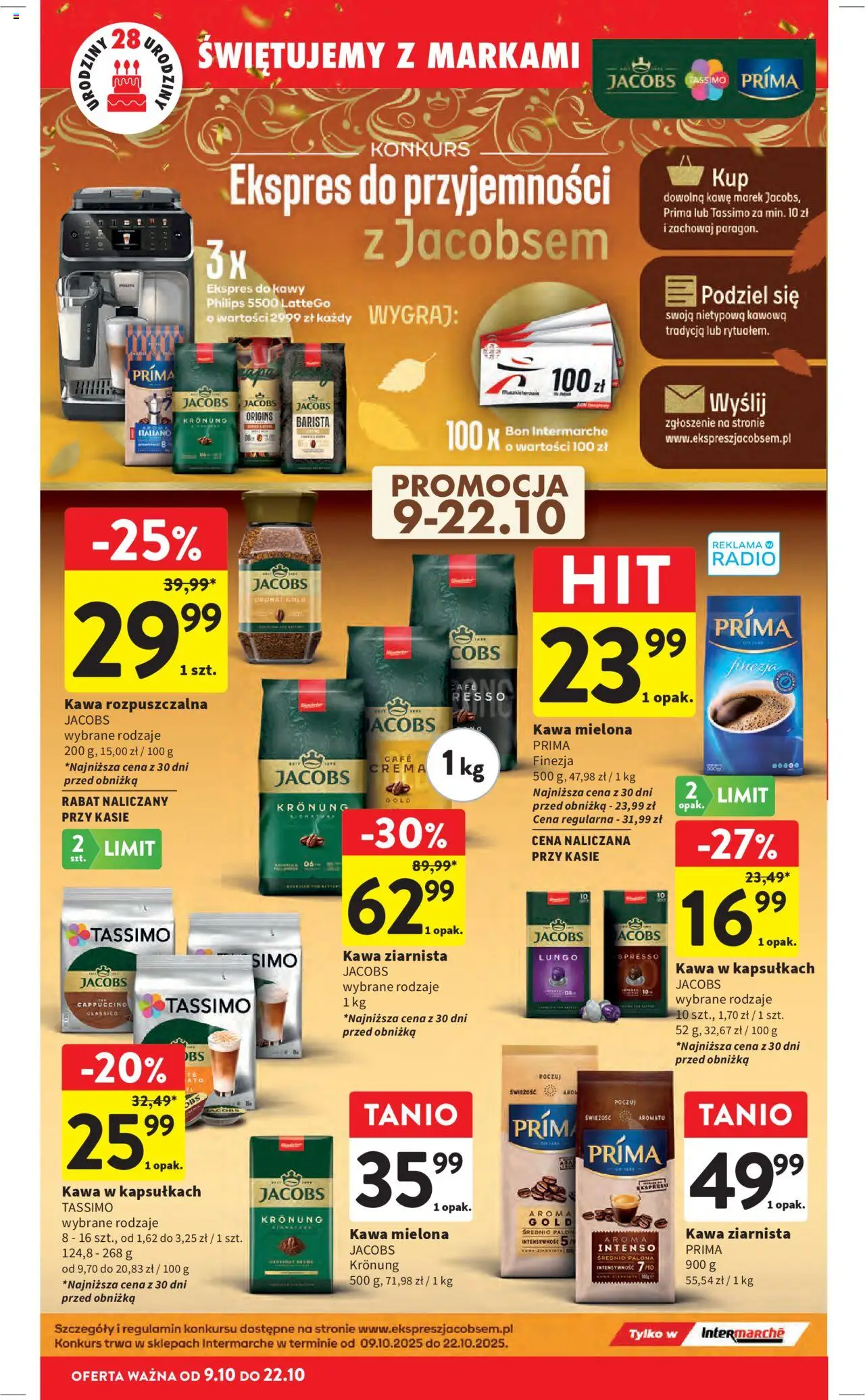 Intermarche Gazetka od 09.10.2025 | Strona: 14 | Produkty: Ekspres do kawy, Kawa rozpuszczalna, Cappuccino, Kawa