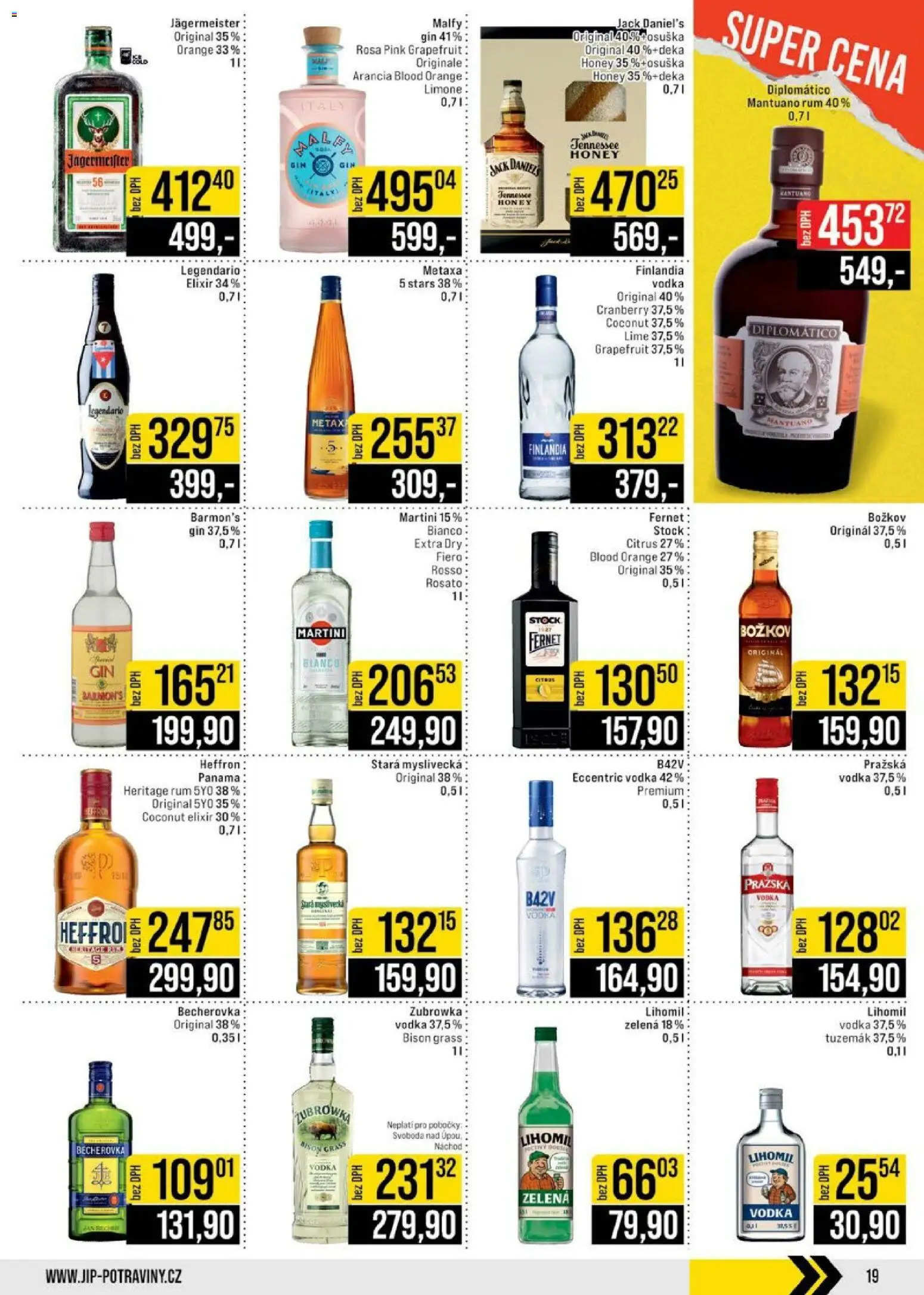 Jip leták - Cash & Carry od 25.02.2026 | Strana: 19 | Produkty: Jägermeister, Vodka, Božkov, Becherovka