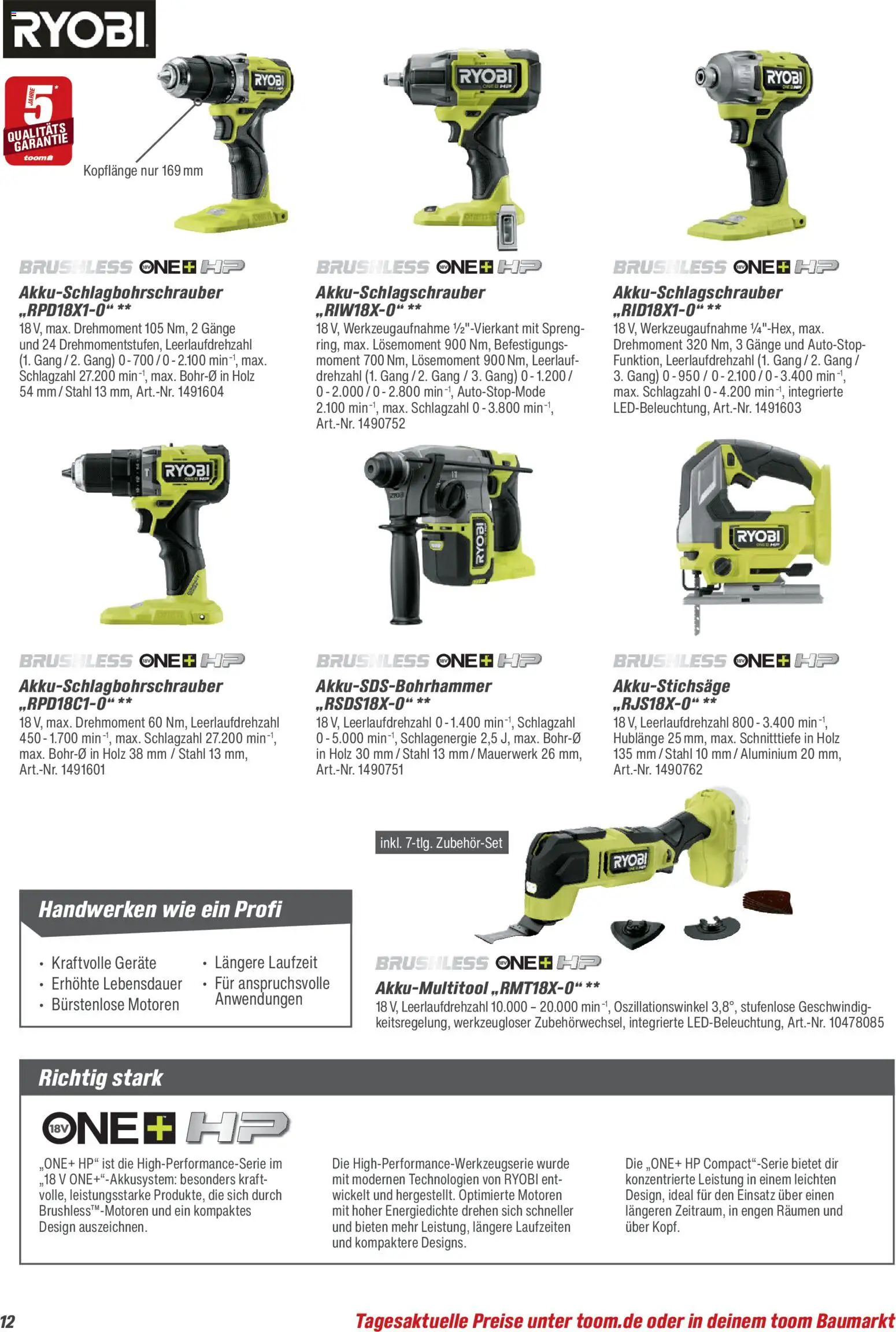 Toom Baumarkt Maschinen & Werkstatt 2026 – gültig ab 01.01.2026 | Seite: 12 | Produkte: HP