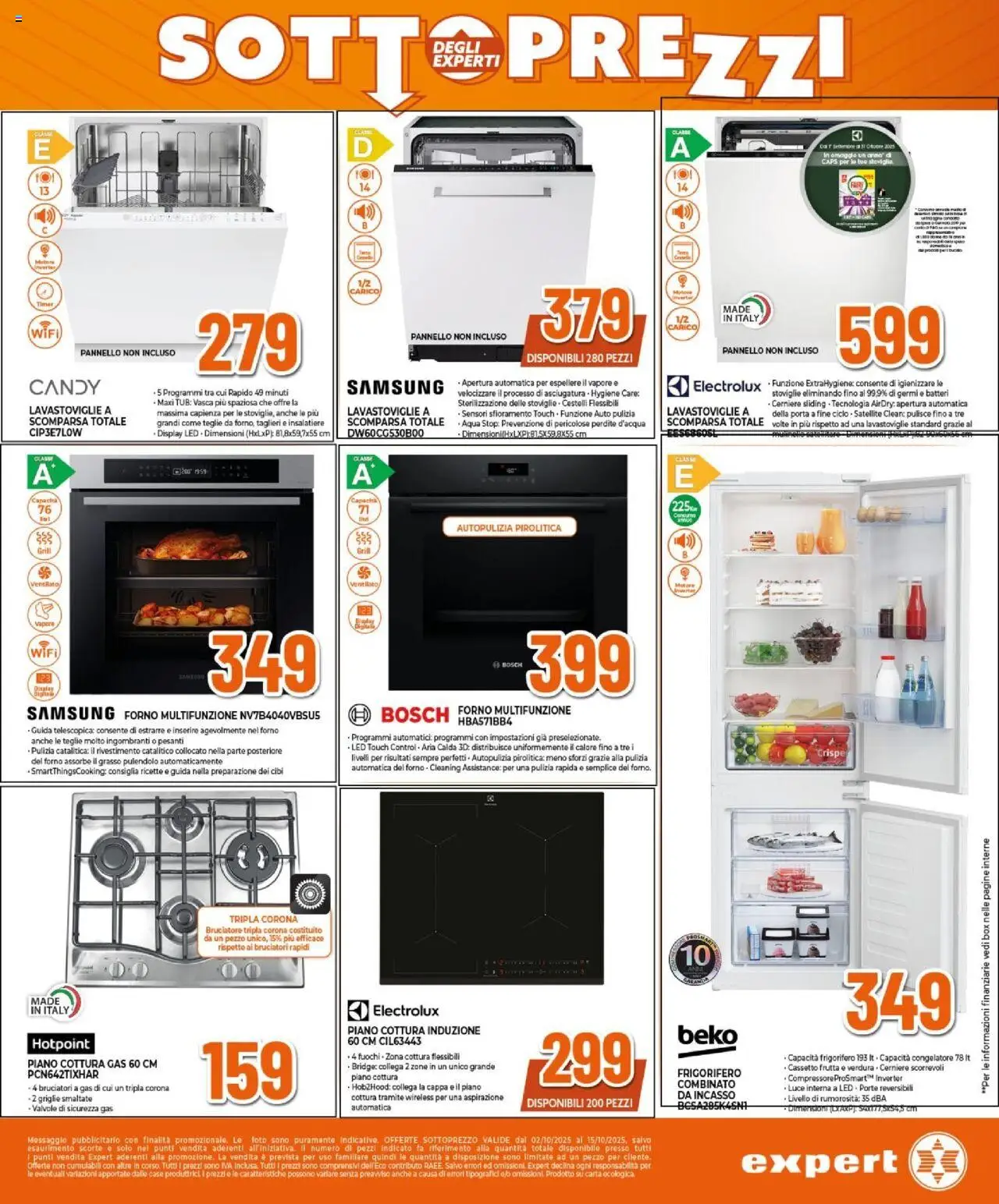 Volantino Expert del 02.10.2025 | Pagina: 23 | Prodotti: Lavastoviglie, Frigorifero, Forno, Piano cottura induzione