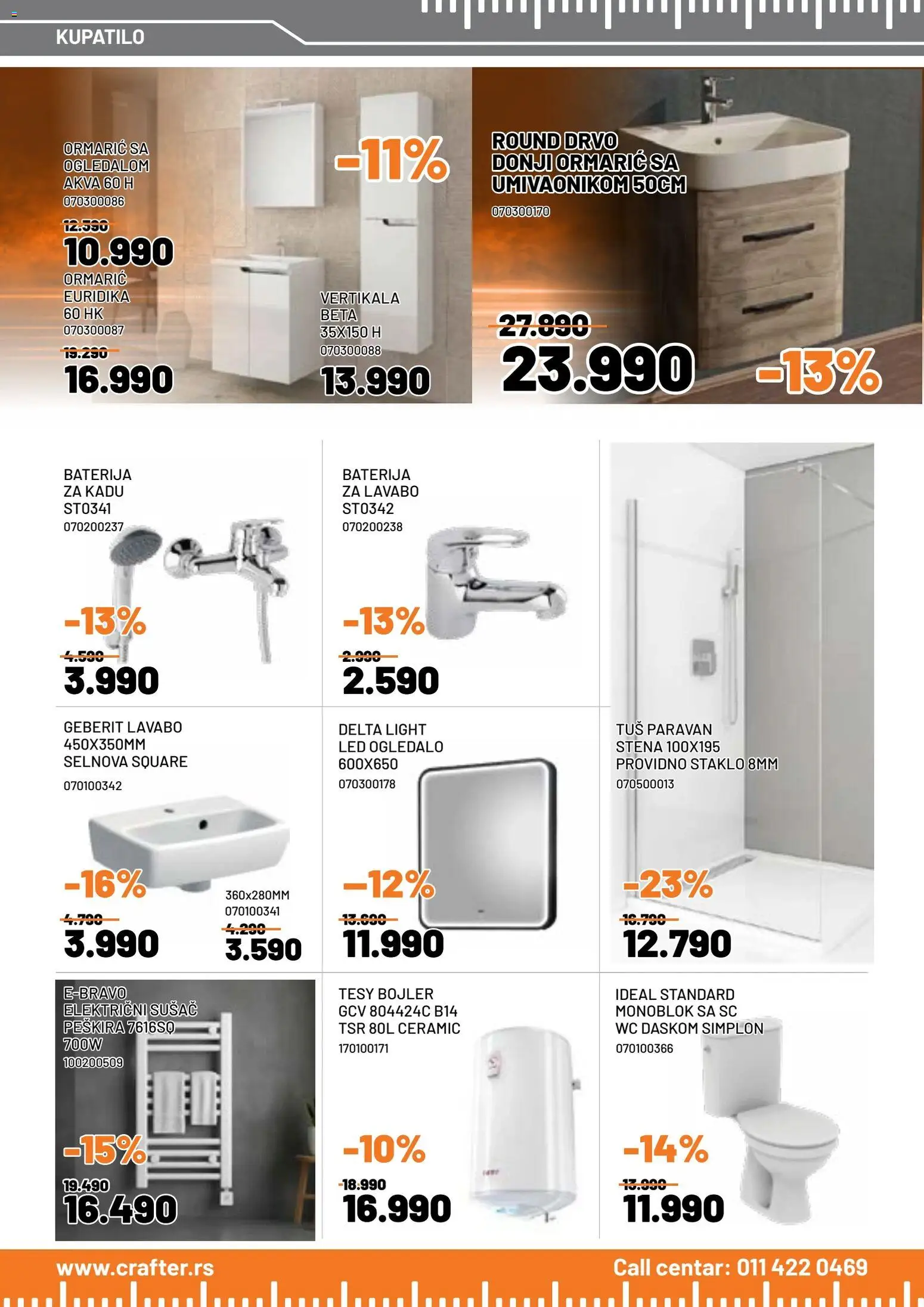 Crafter katalog - važi od 05.01.2026 | Strana: 6 | Proizvode: Lavabo, Wc, Baterija, Ogledalo
