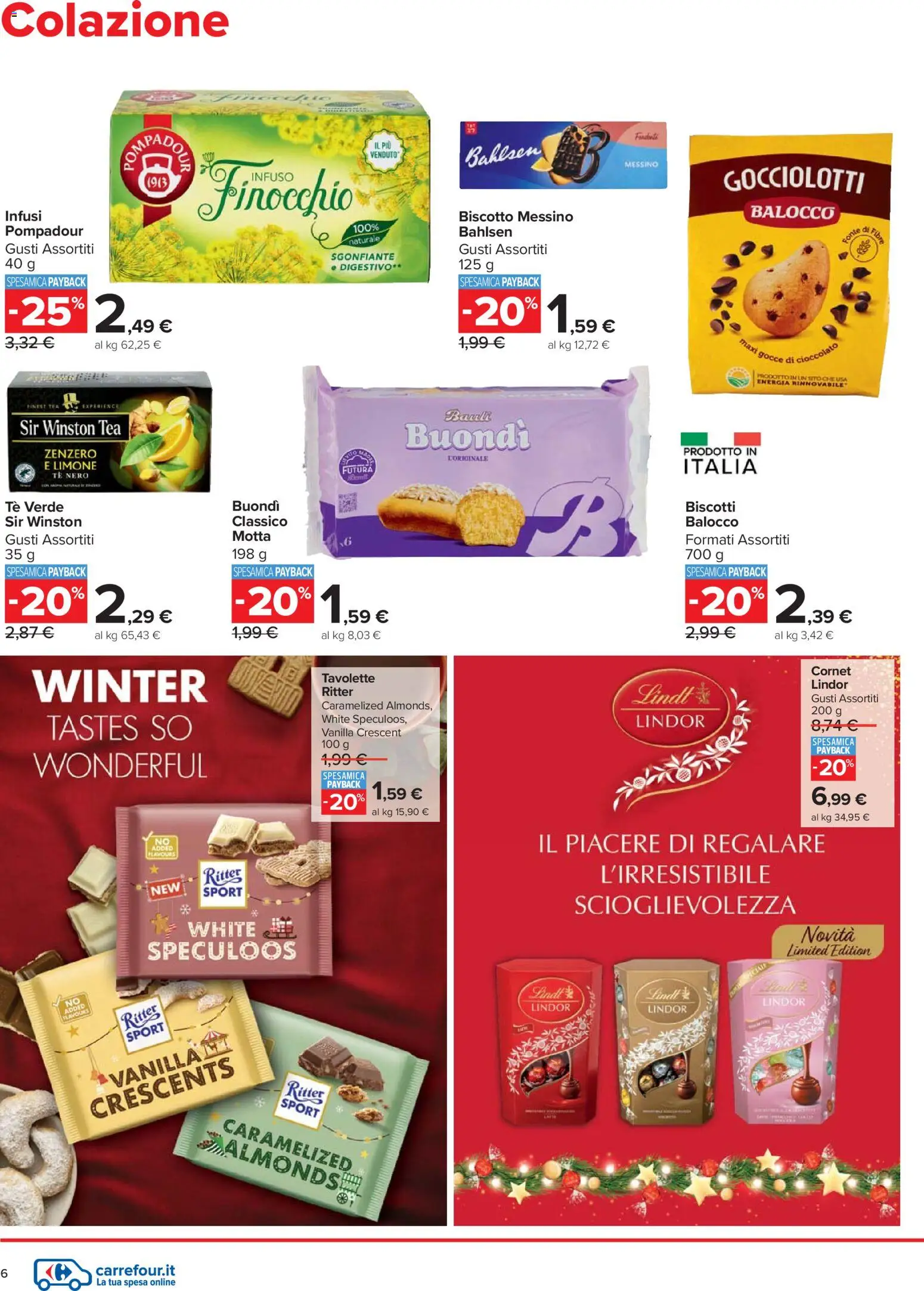 Volantino Carrefour del 27.12.2025 | Pagina: 6 | Prodotti: Cioccolato, Tè, Limone, Digestivo
