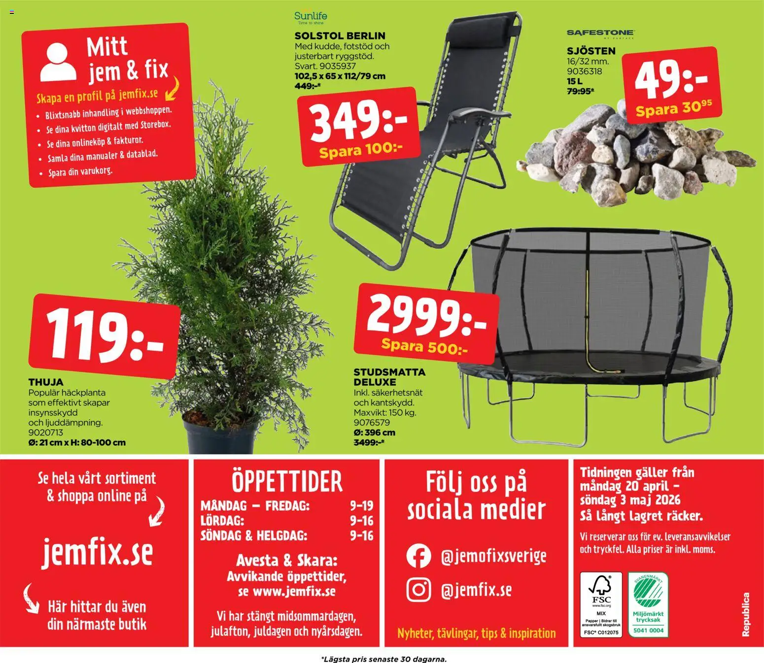 Jem & Fix reklamblad aktuell från 24.04.2026 | Sida: 20 | Produkter: Galler, Solstol, Papper