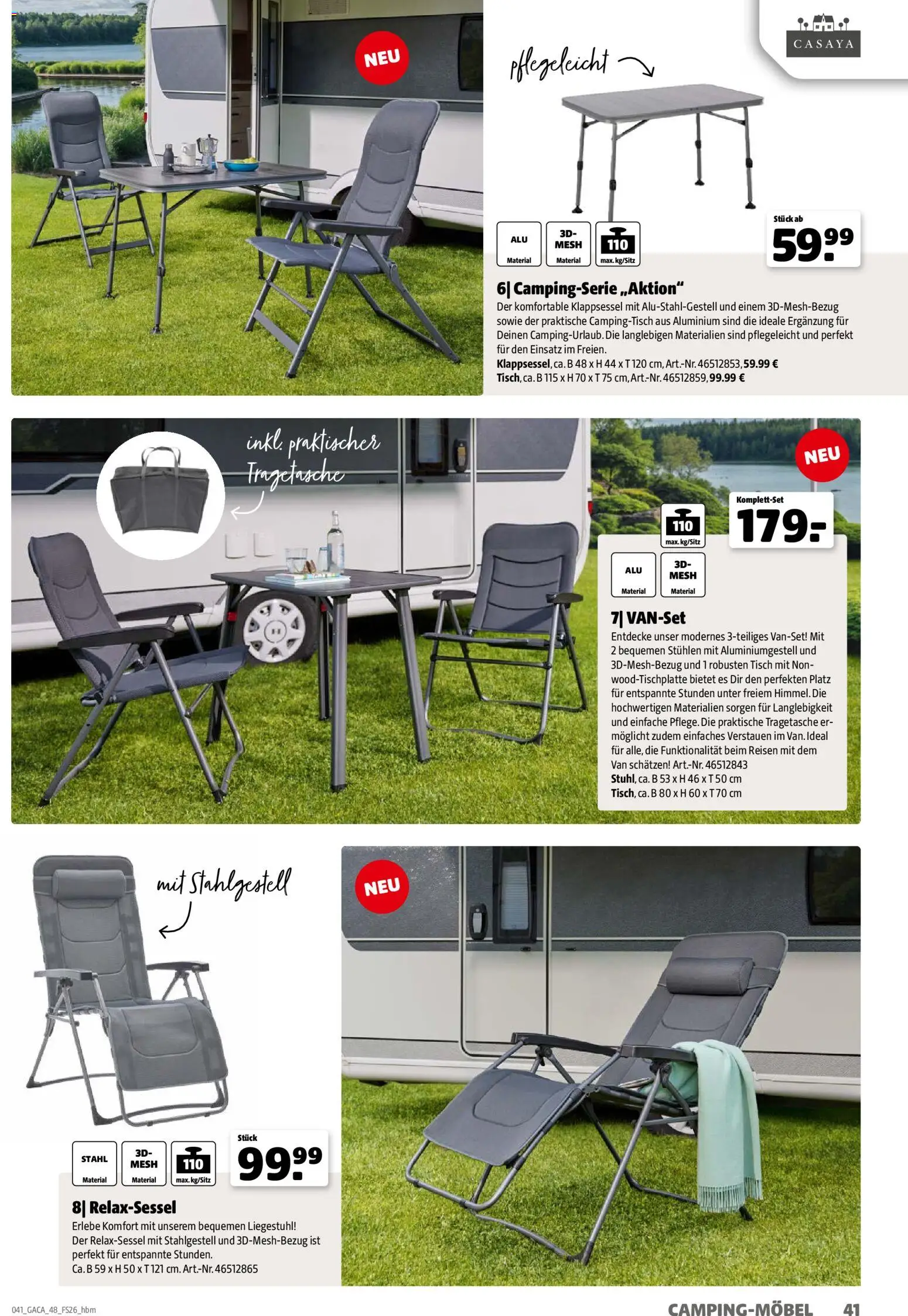 Hagebau Gartenmöbelsortiment – gültig ab 02.03.2026 | Seite: 41 | Produkte: Relaxsessel, Liegestuhl, Tisch