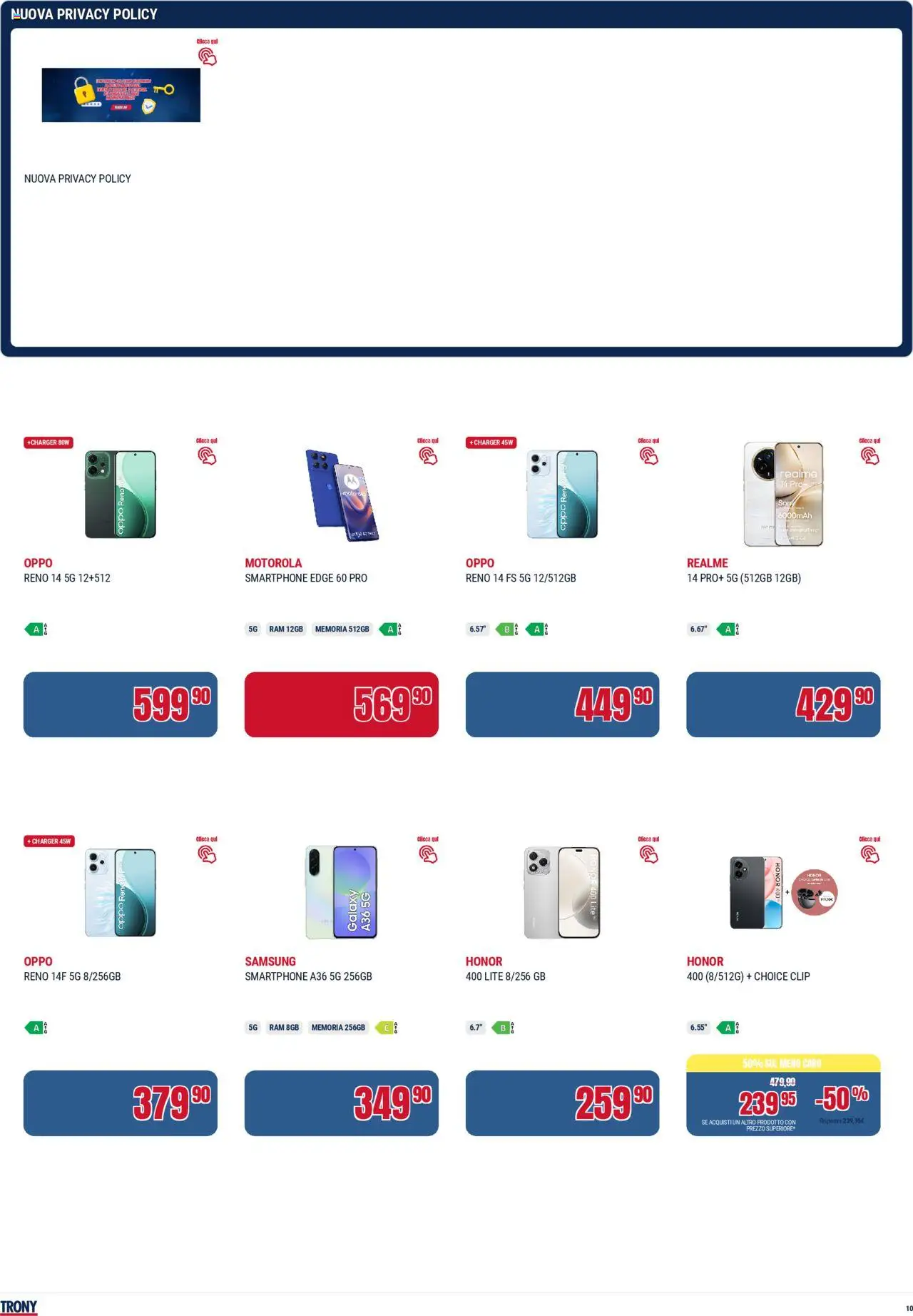 Volantino Trony del 21.08.2025 | Pagina: 10 | Prodotti: Smartphone, Samsung