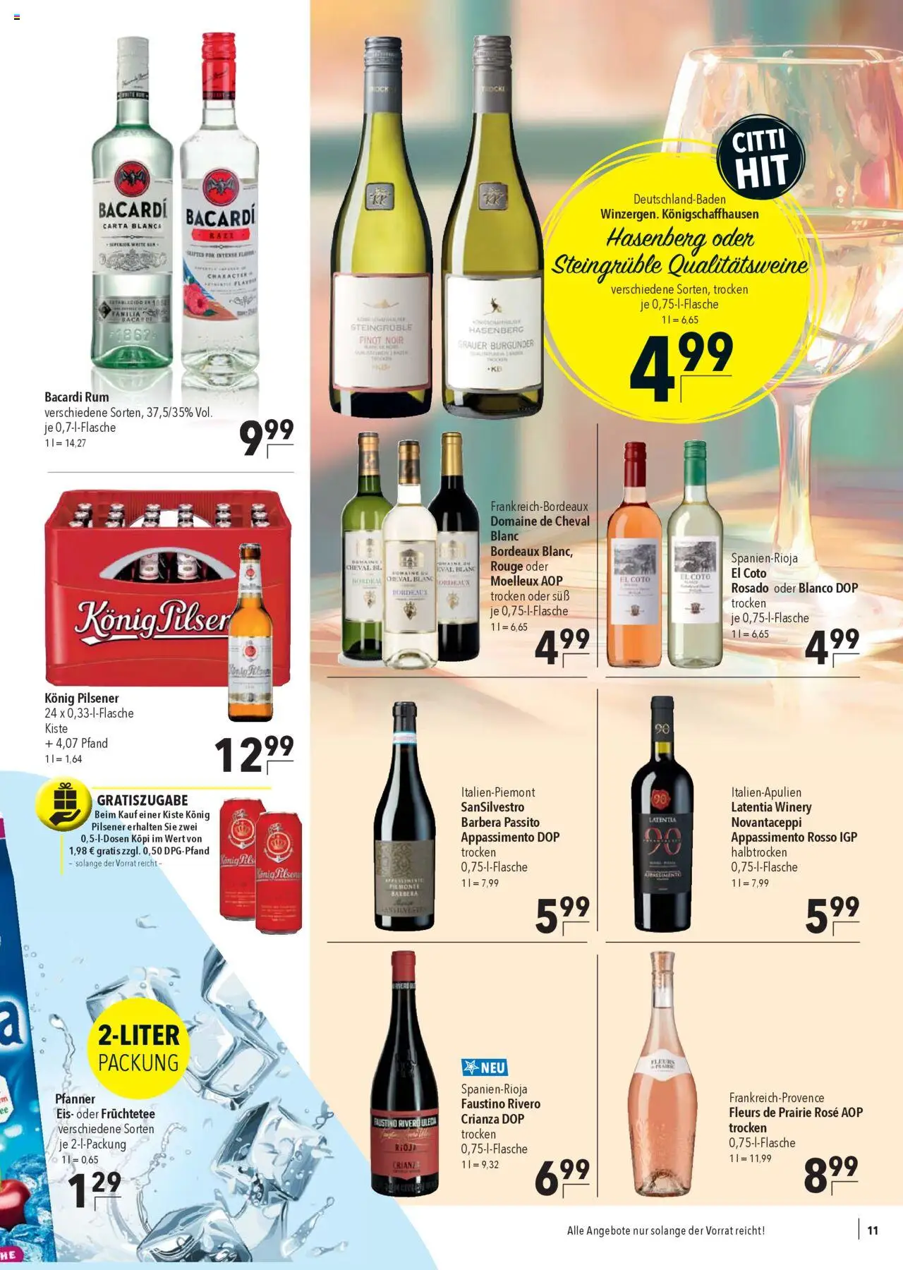 CITTI Markt Prospekt 	 - gültig ab dem 20.08.2025 | Seite: 11 | Produkte: Bacardi, Konig pilsener, Rum, Eis