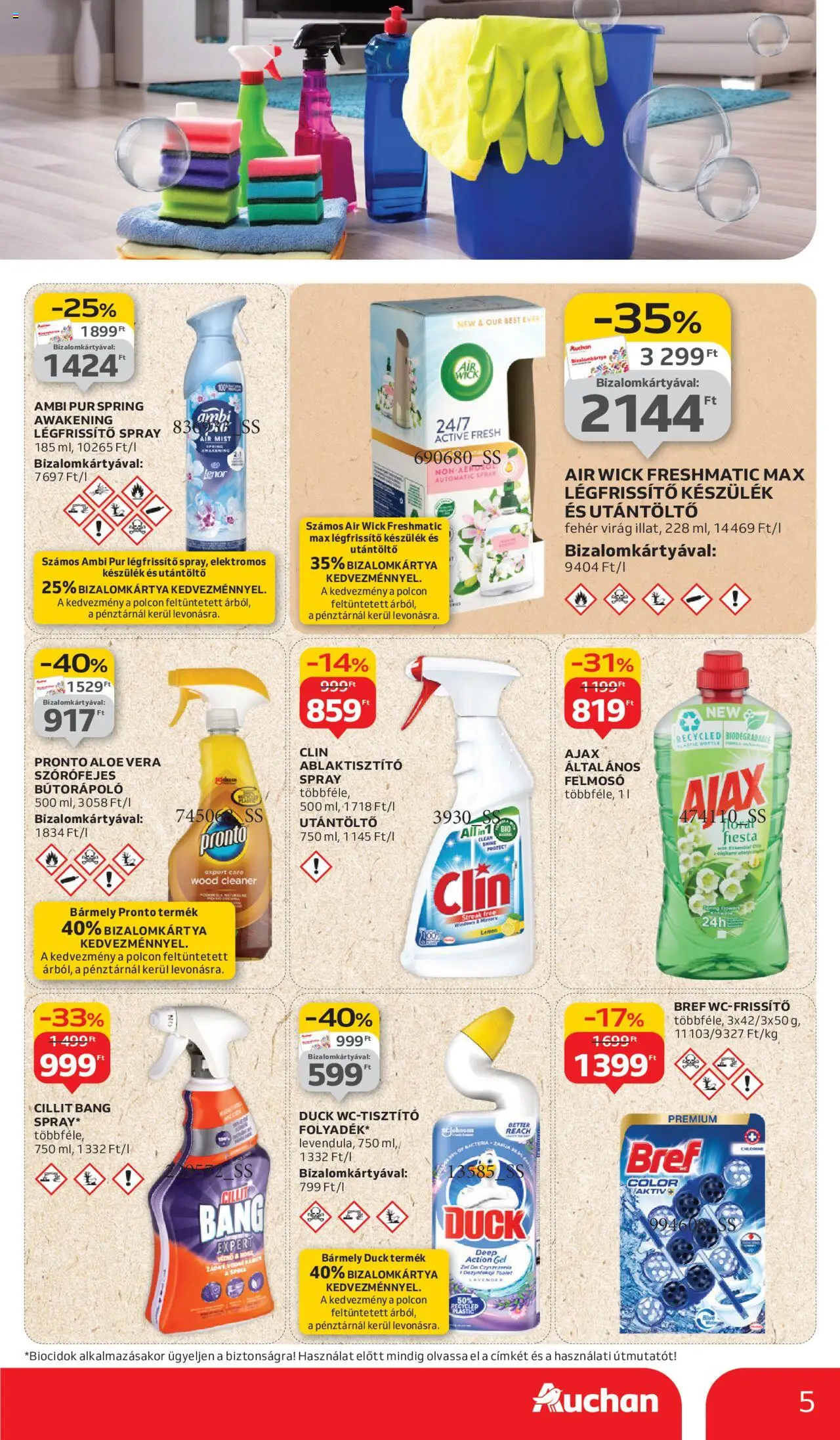 Auchan akciós ujság - amely érvényes a következő dátumtól: 11.09.2025 | Oldal: 5 | Termékek: Felmosó, Virag, Légfrissítő, Aloe vera