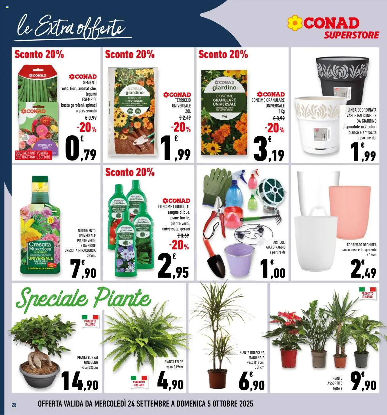 Volantino Conad del 24.09.2025 | Pagina: 28 | Prodotti: Legumi, Concime, Terriccio, Vaso