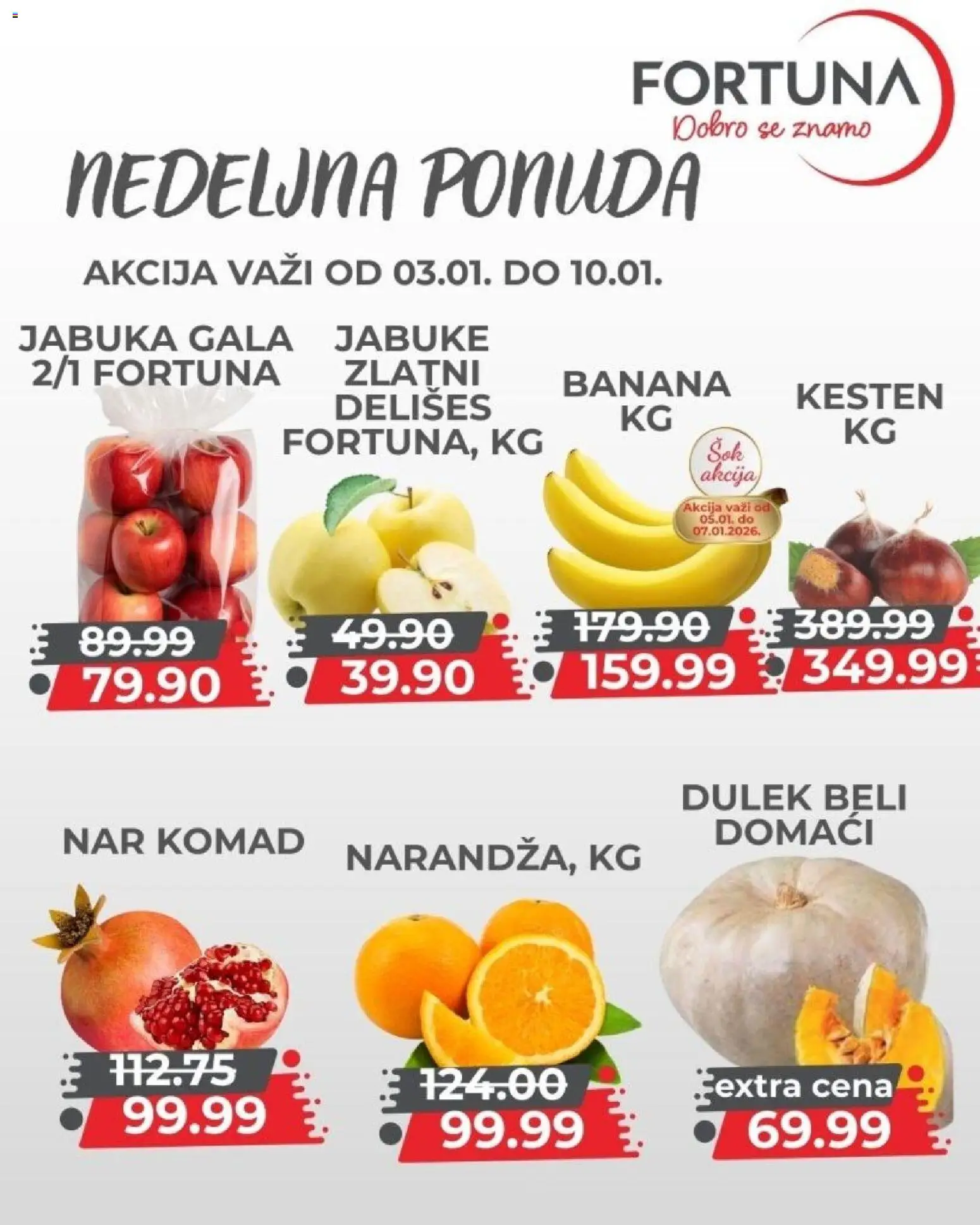 Fortuna Market katalog - važi od 03.01.2026 | Strana: 6 | Proizvode: Banana, Jabuke