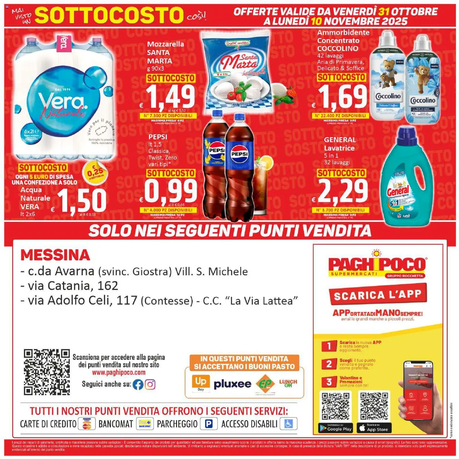 Volantino Paghi Poco del 31.10.2025 | Pagina: 20 | Prodotti: Tè, Acqua, Lavatrice, Pepsi