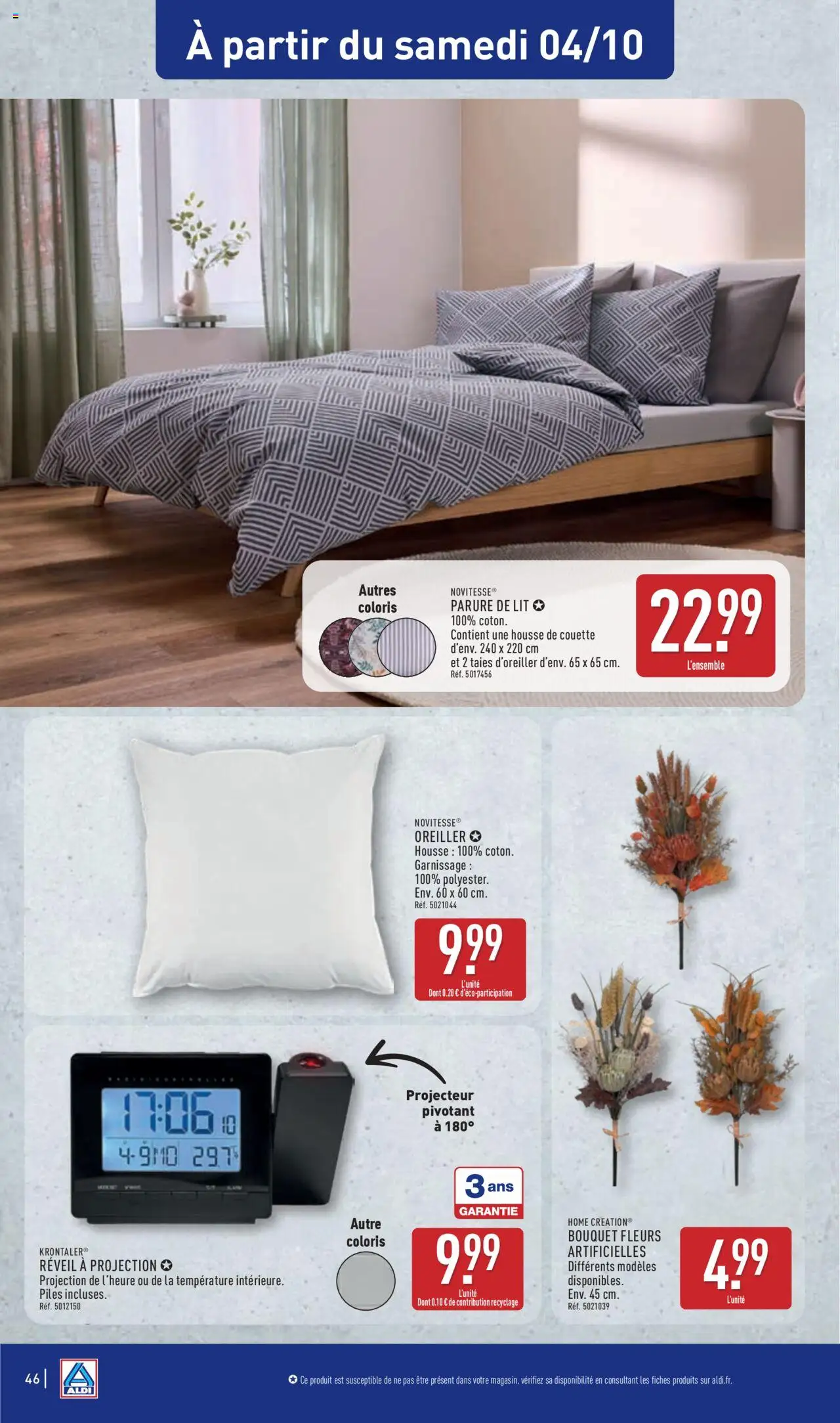 {H1} | Page: 48 | Produits: Réveil, Oreiller, Projecteur, Couette