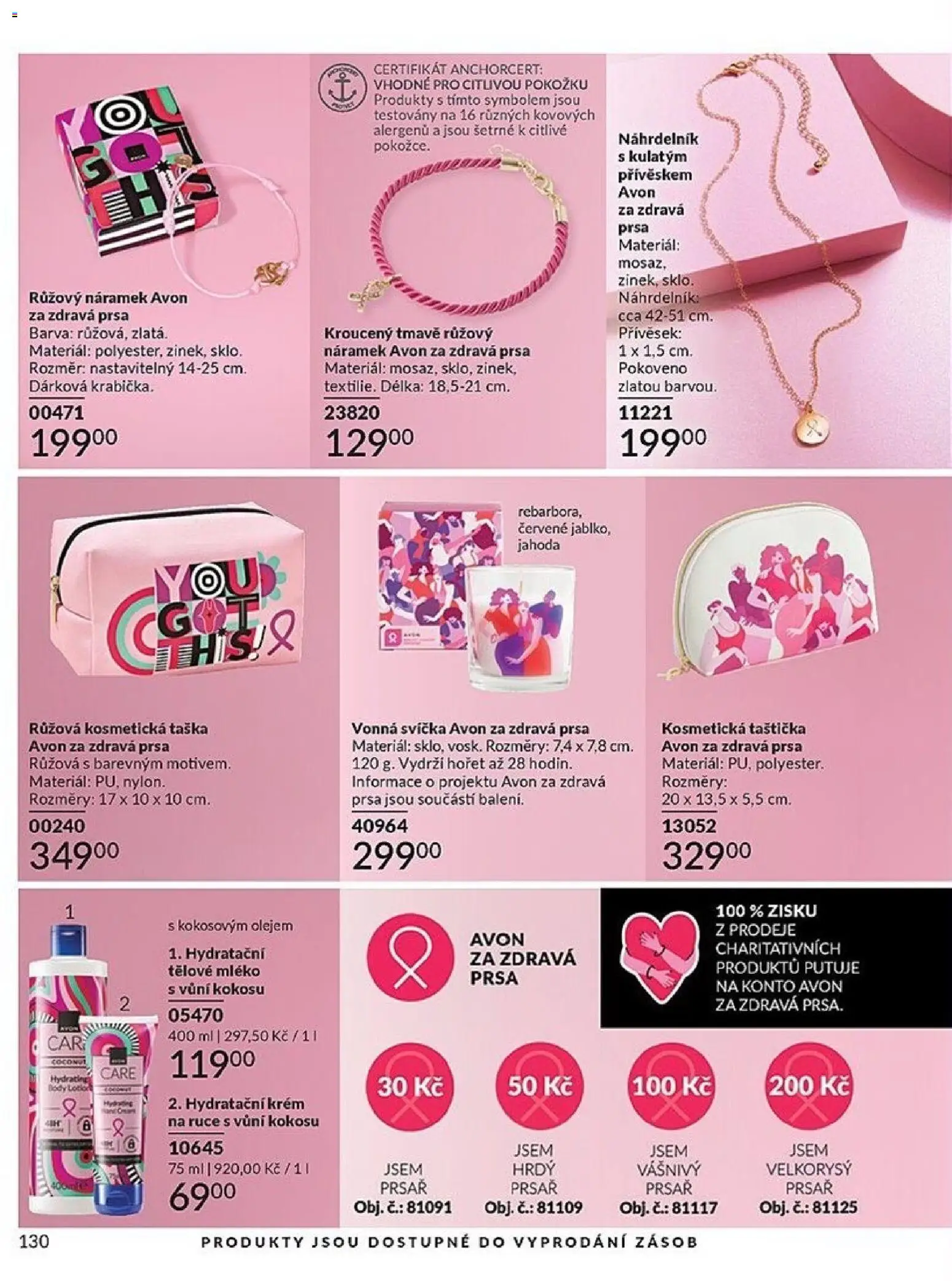 Avon katalog 1/2026 od 01.01.2026 | Strana: 130 | Produkty: Tělové mléko, Hydratační krém, Kosmetická taštička, Svíčka