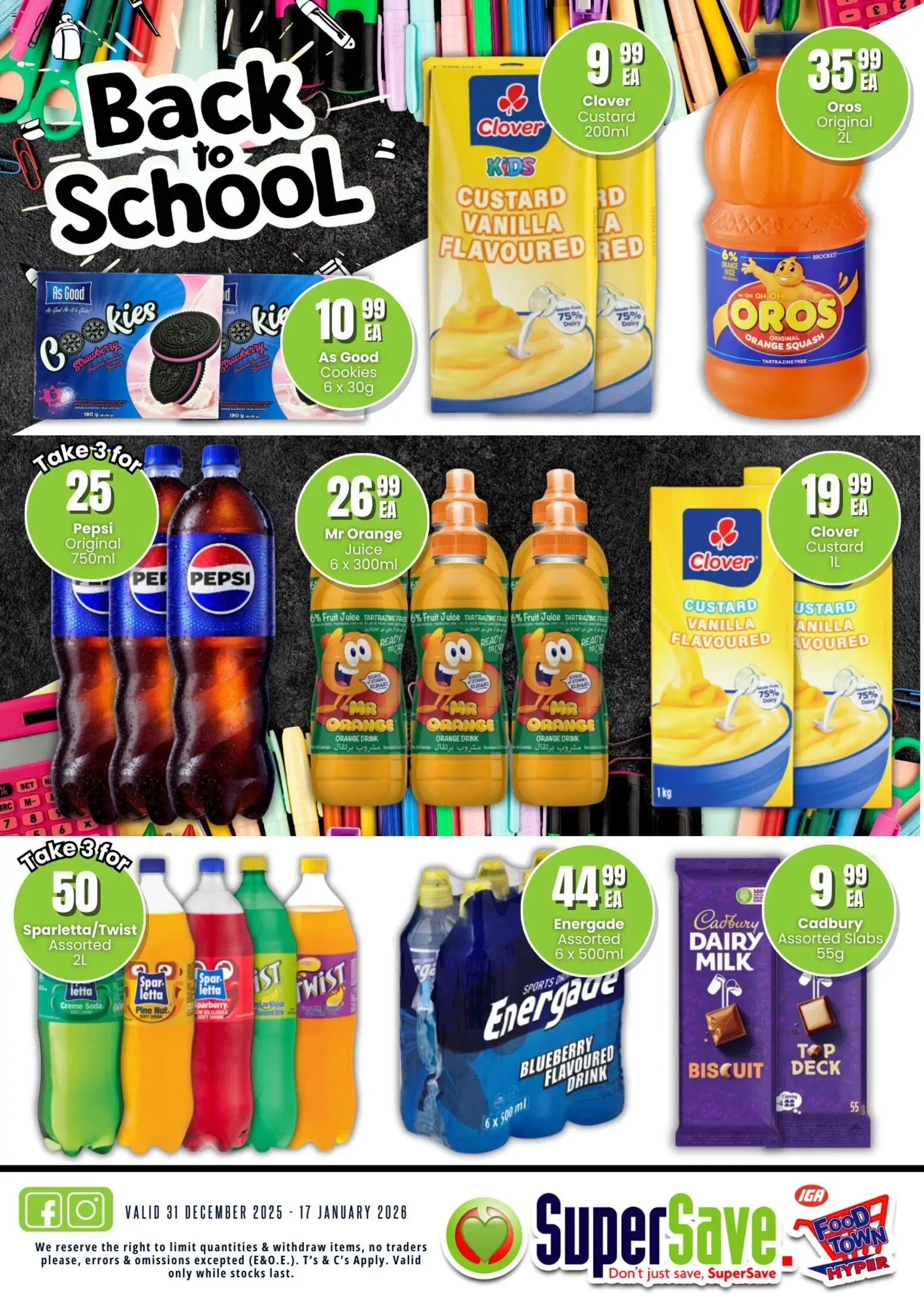 New Super Save catalogue – valid from 31.12.2025 | Page: 11 | Products: Squash, Milk, Cookies, Fruit