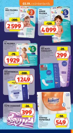 MAMIA MIDI PELENKA, 3-as méret: 5-9 kg, 58 darab/csomag - amely érvényes a következő dátumtól: 19.03.2026 | Oldal: 21 | Termékek: Papírtörlő, Pelenka