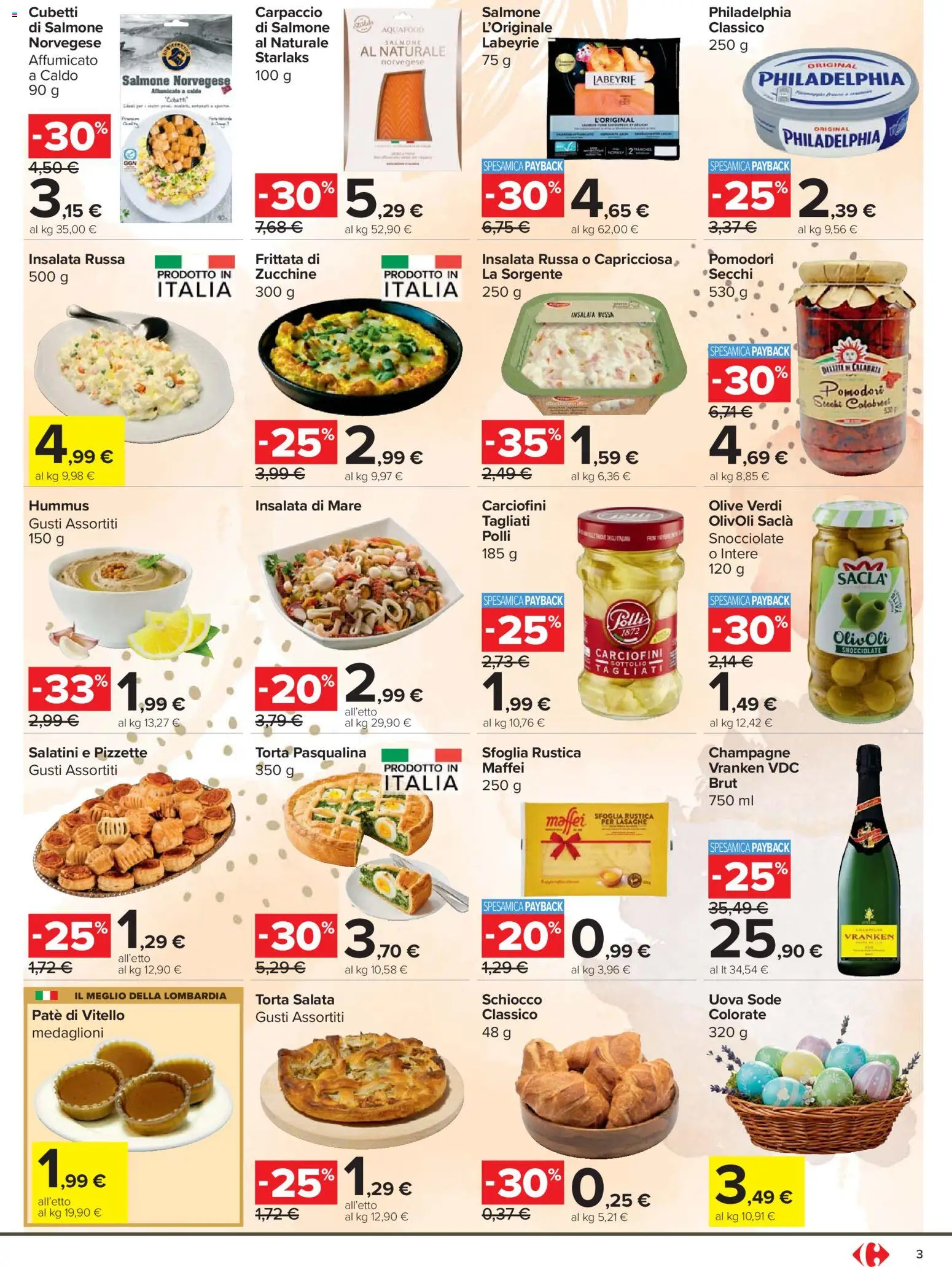 Volantino Carrefour del 24.03.2026 | Pagina: 3 | Prodotti: Insalata, Olive, Vitello, Champagne