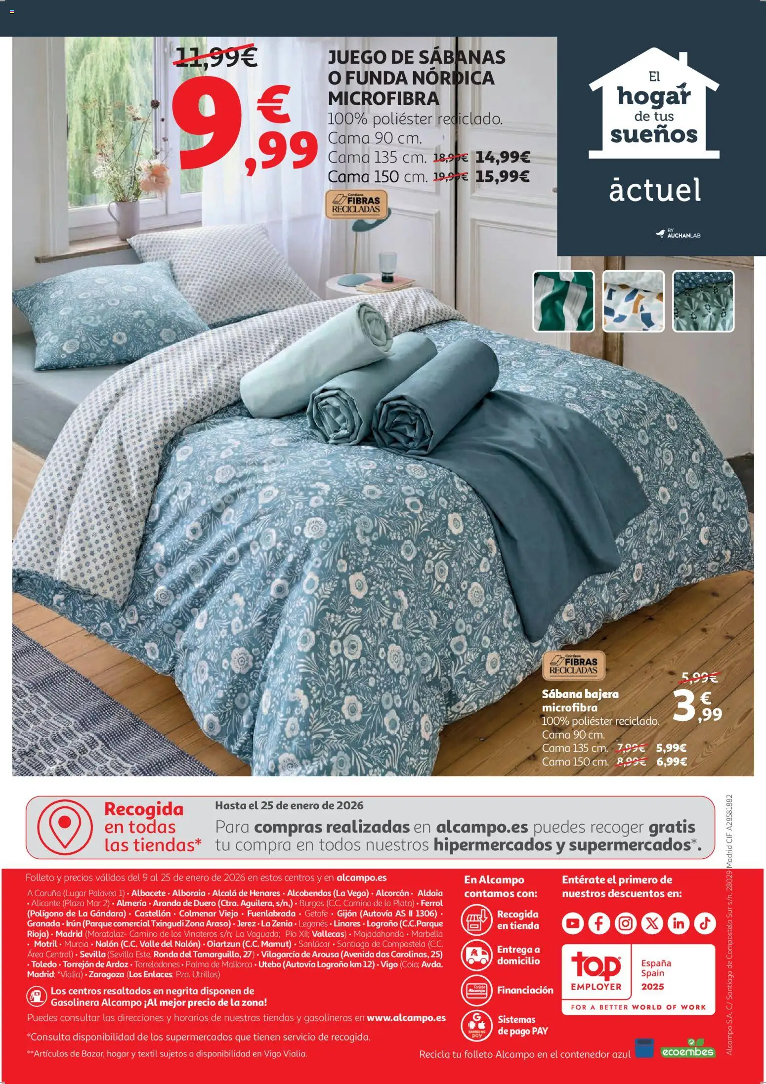 Alcampo - HG Blanco │ válido desde el 09.01.2026 | Página: 28 | Productos: Juego de sábanas, Funda, Cama