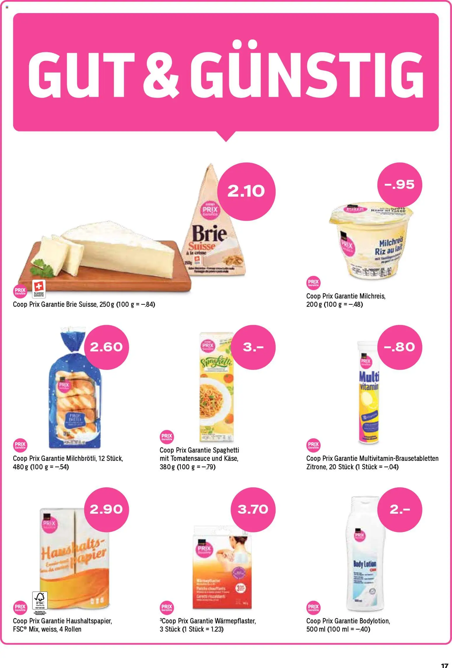 Coop Aktionen – gültig ab 06.11.2025 | Seite: 17 | Produkte: Pudding, Käse, Body Lotion