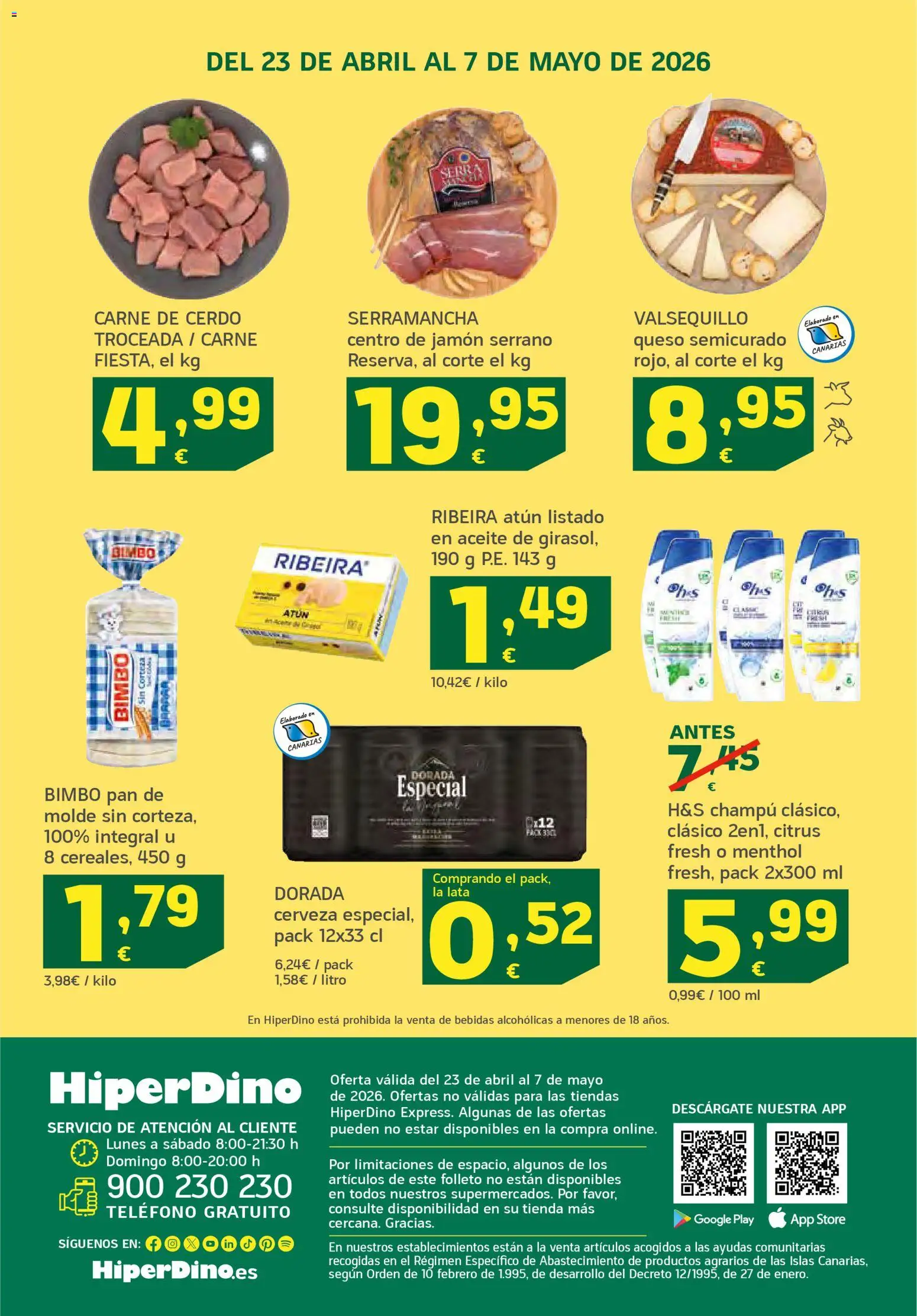 HiperDino folleto │ válido desde el 23.04.2026 | Página: 52 | Productos: Pan, Cerveza, Cerdo, Teléfono
