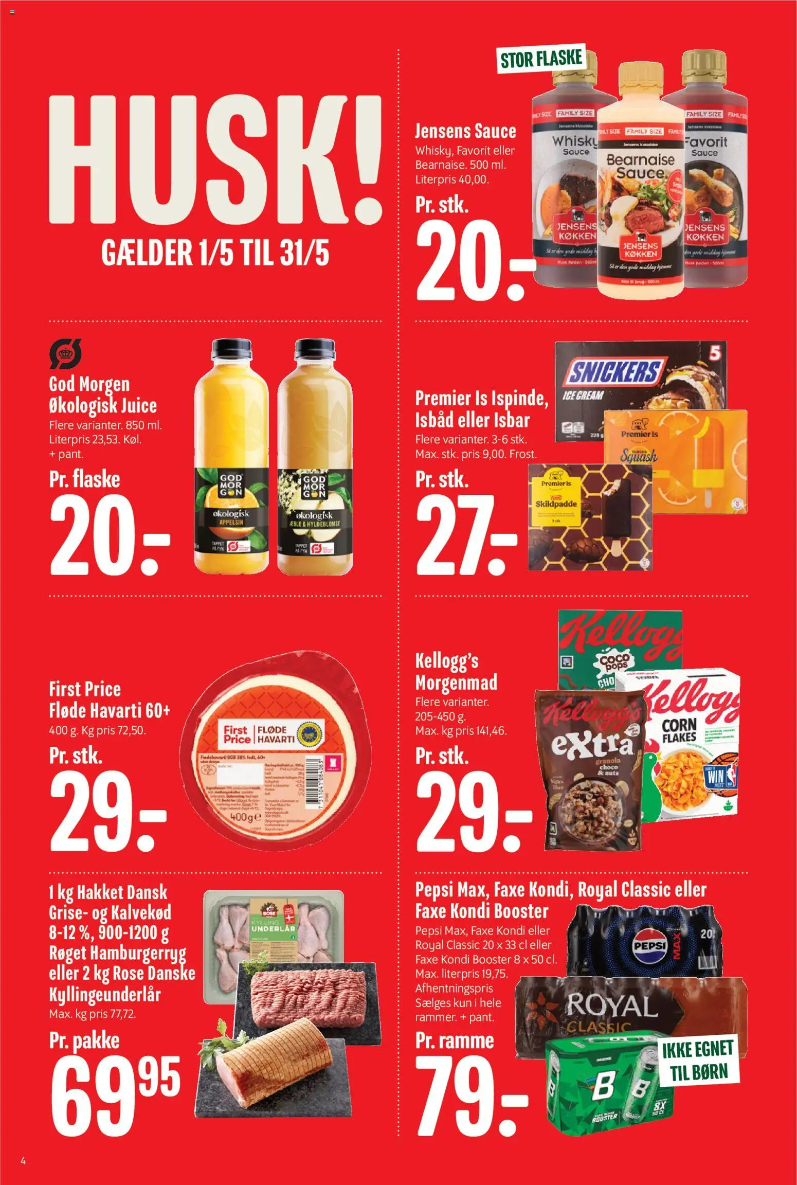 Min Købmand tilbudsavis – gyldig fra 01.05.2026 | Side: 4 | Produkter: Juice, Fløde, Is, Pepsi