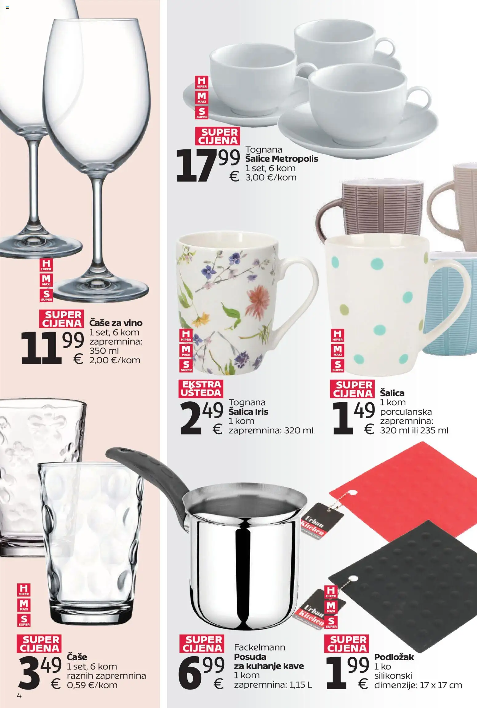 Tommy katalog | vrijedi od 27.04.2026 | Stranica: 4 | Proizvodi: Tognana, Vino, Čaše, Šalica