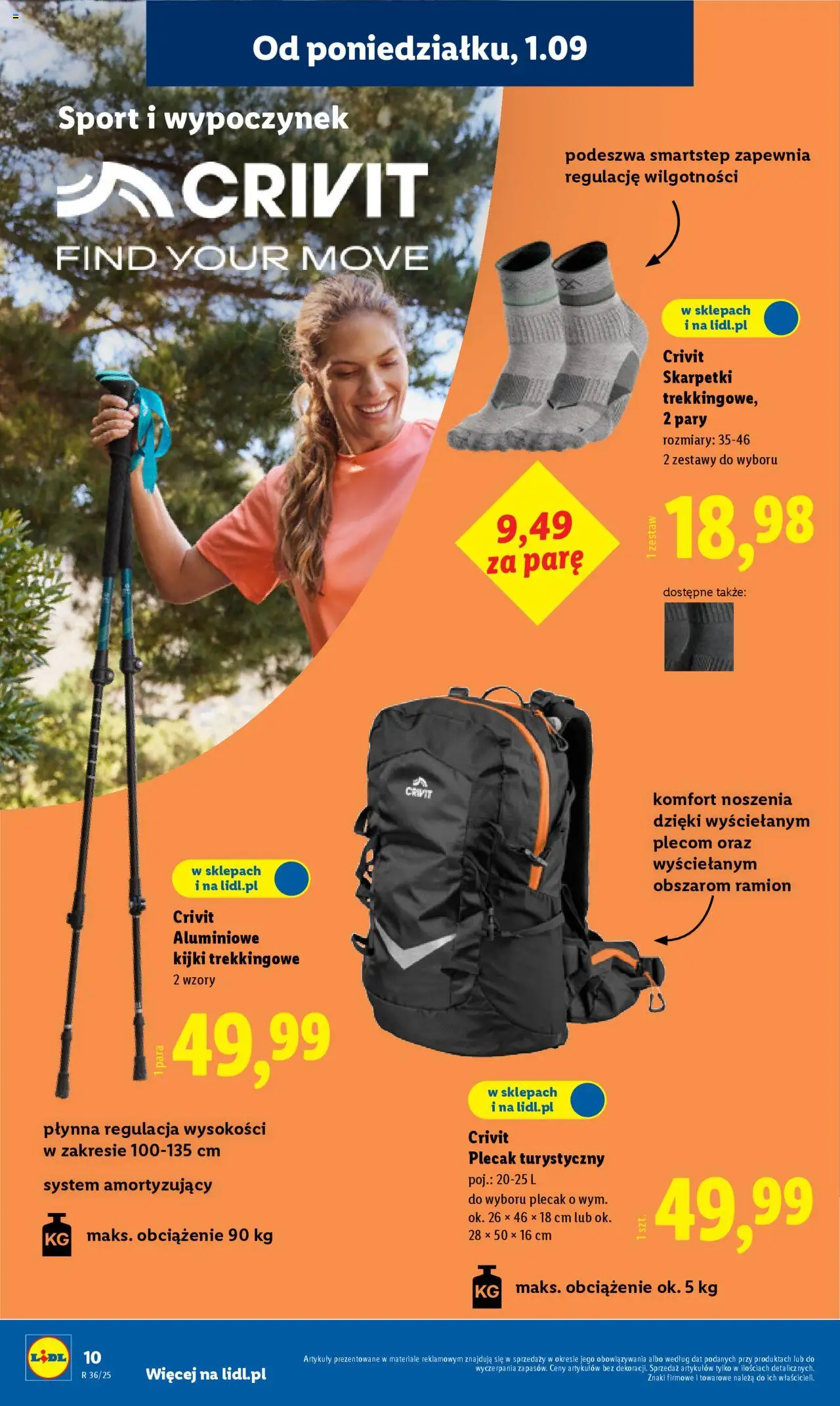 Lidl Katalog od 01.09.2025 | Strona: 10 | Produkty: Plecak, Skarpetki
