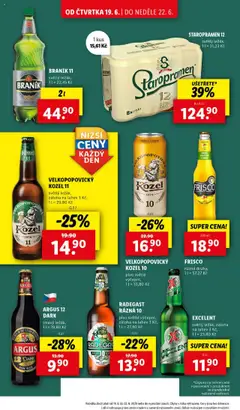 Lidl leták od 19.06.2025 | Strana: 22 | Produkty: Argus, Radegast Rázna 10, Braník, Kozel 11