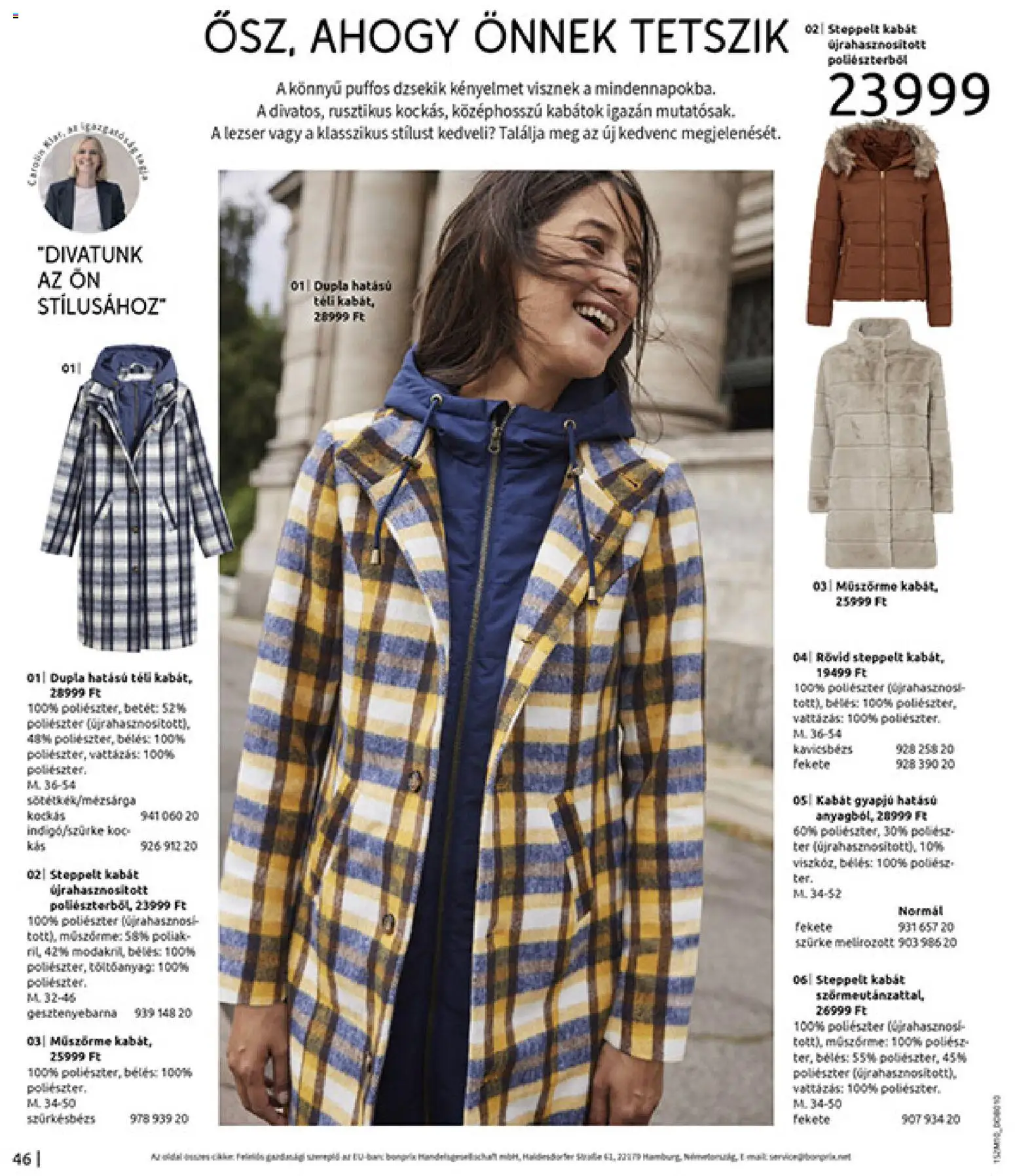 Bonprix akciós ujság - amely érvényes a következő dátumtól: 24.11.2025 | Oldal: 48 | Termékek: Kabát