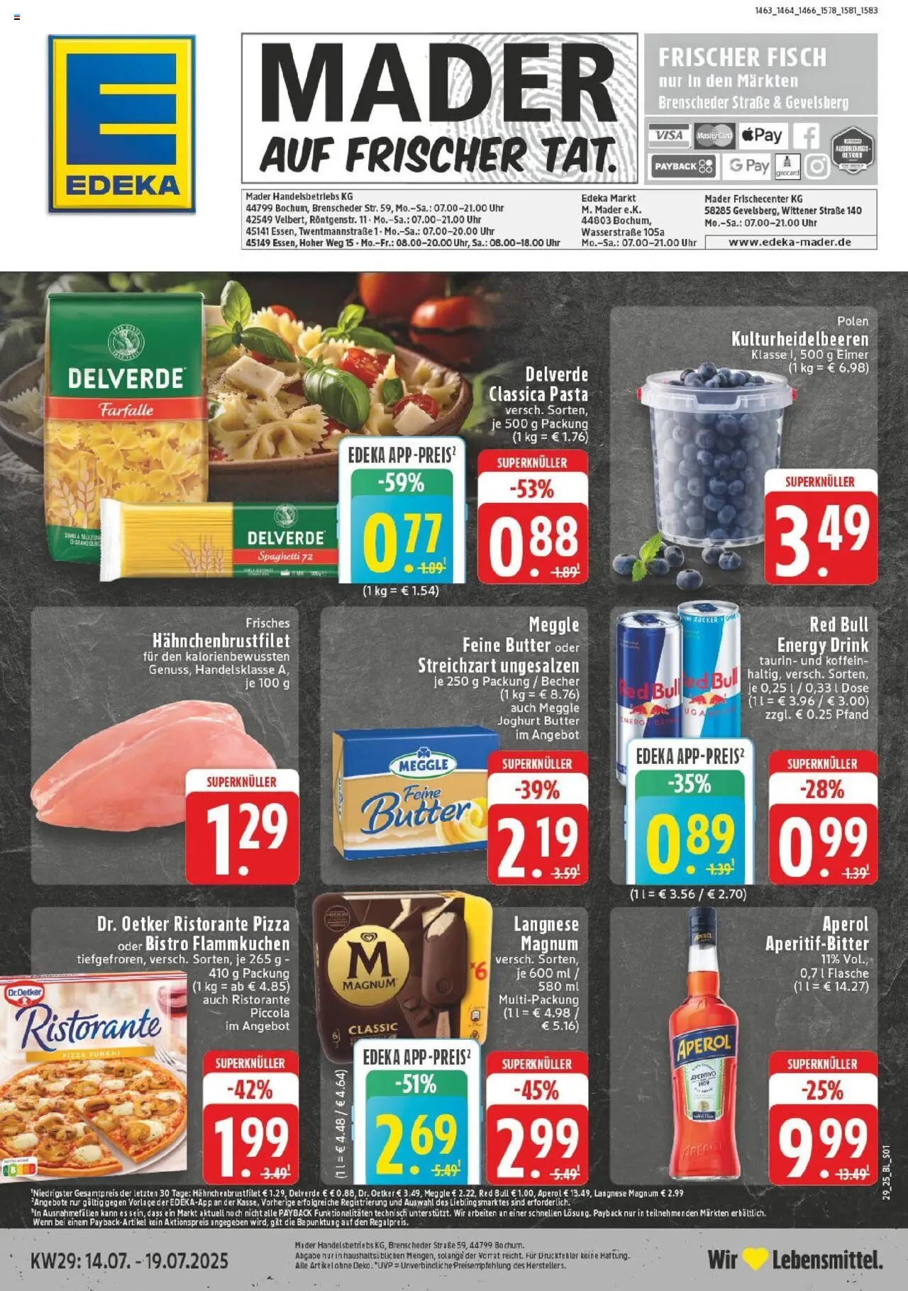 Edeka prospekt Gevelsberg	 - gültig ab dem 13.07.2025 | Seite: 1 | Produkte: Ristorante, Langnese, Red bull, Butter