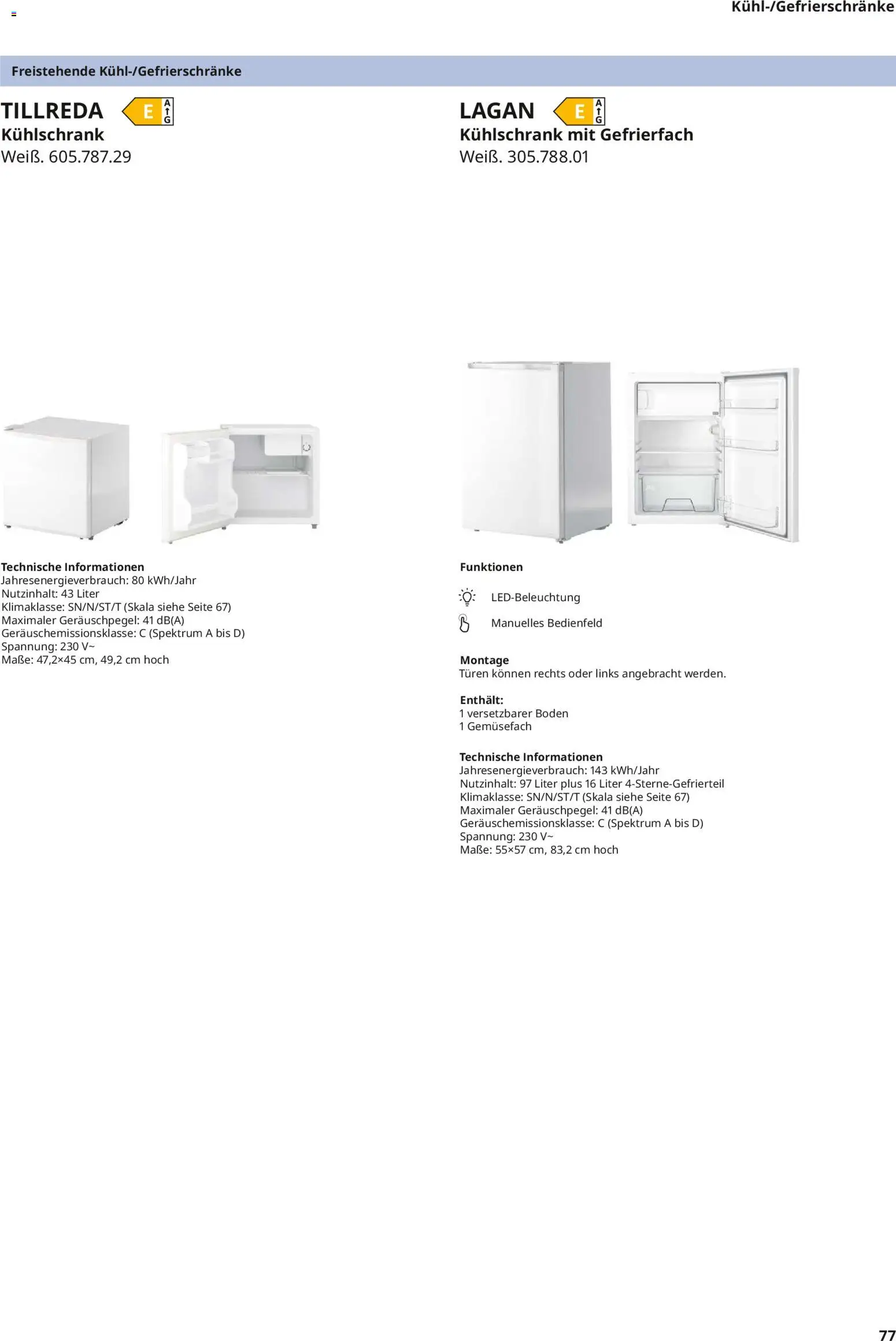 Ikea Elektrogeräte – gültig ab 10.04.2026 | Seite: 77 | Produkte: Kühlschrank